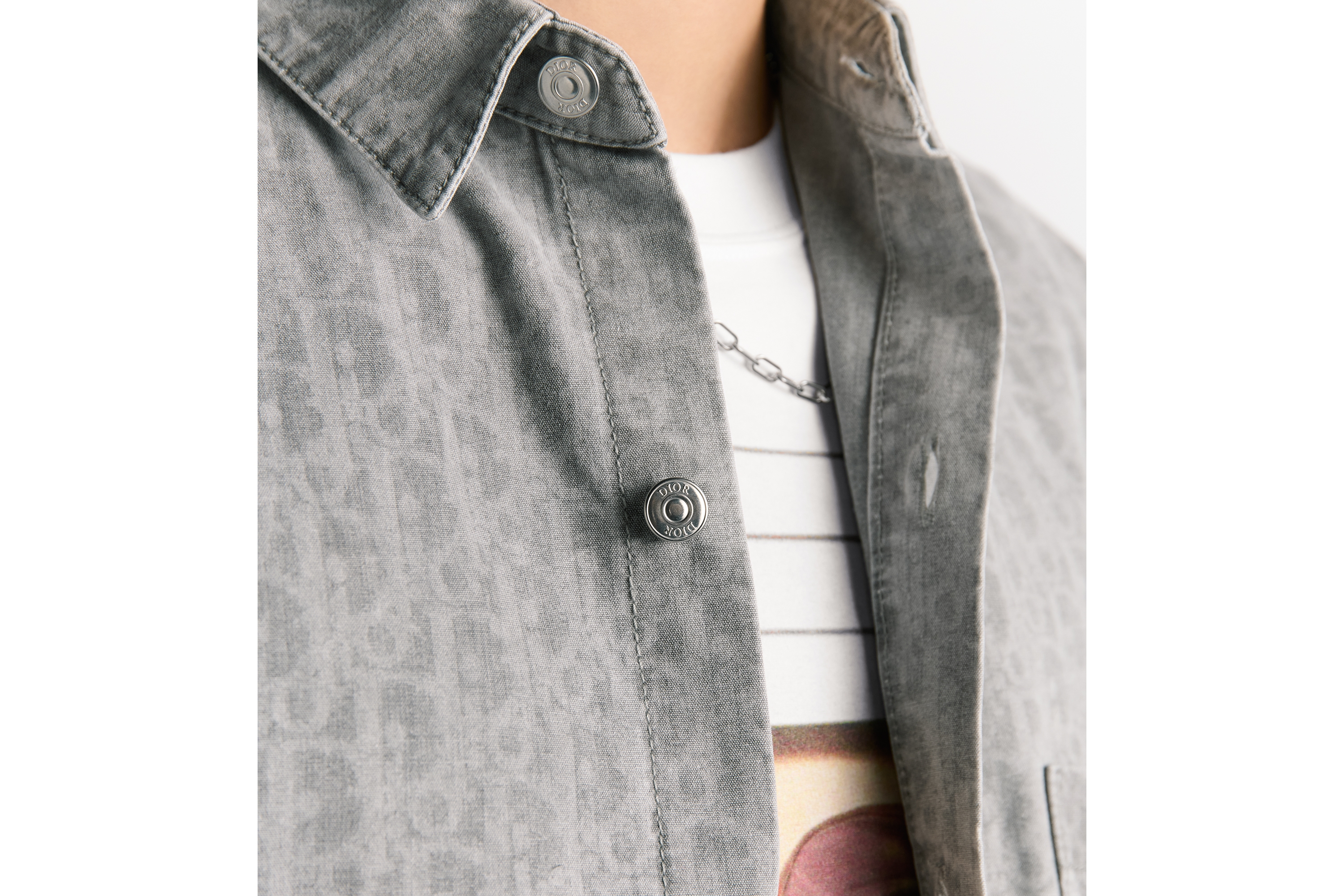 look_image_alt_prefix Sobrecamisa Dior Oblique com mangas curtas Denim de algodão cinza E04