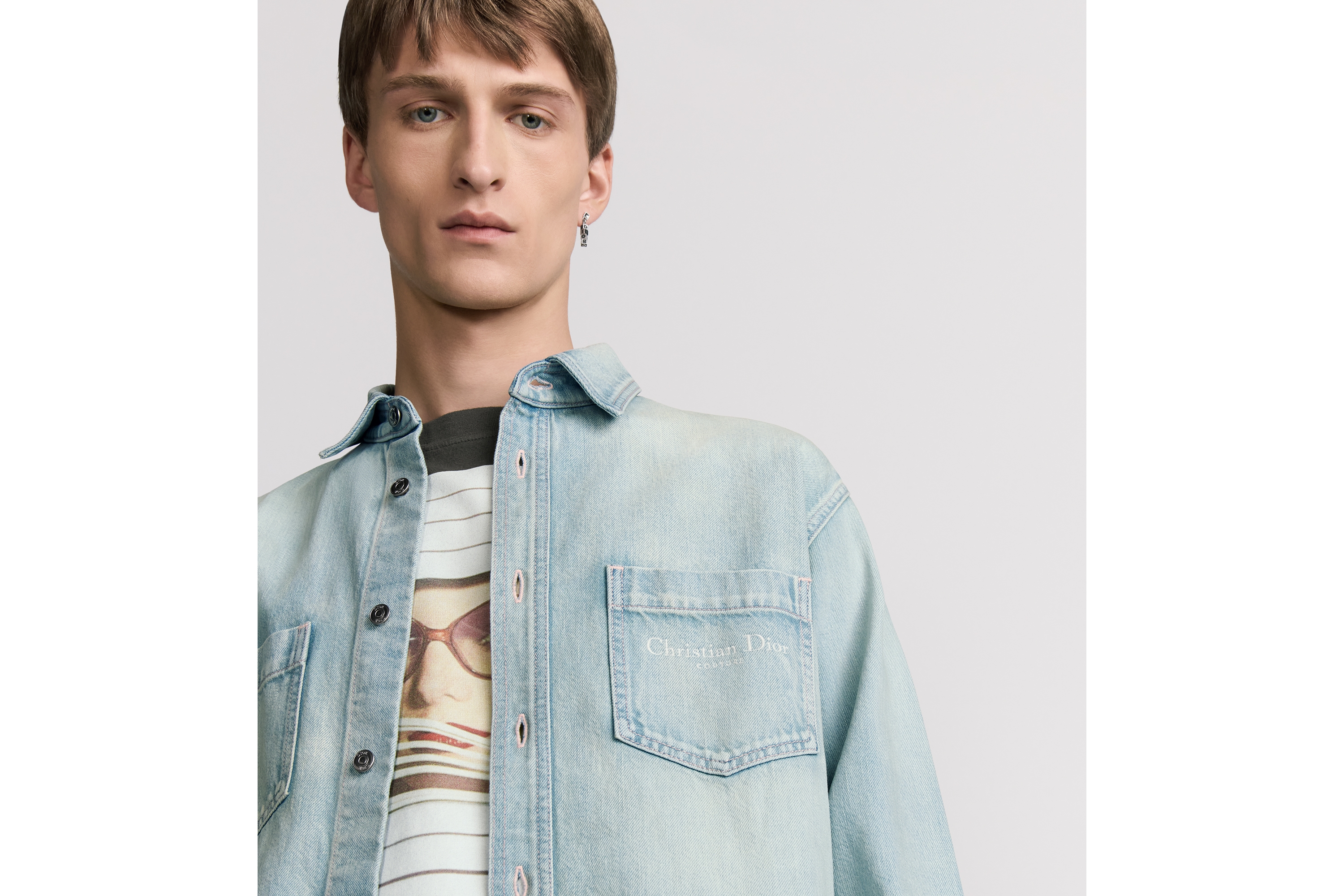 Chemise Christian Dior Couture Twill de coton bleu E05