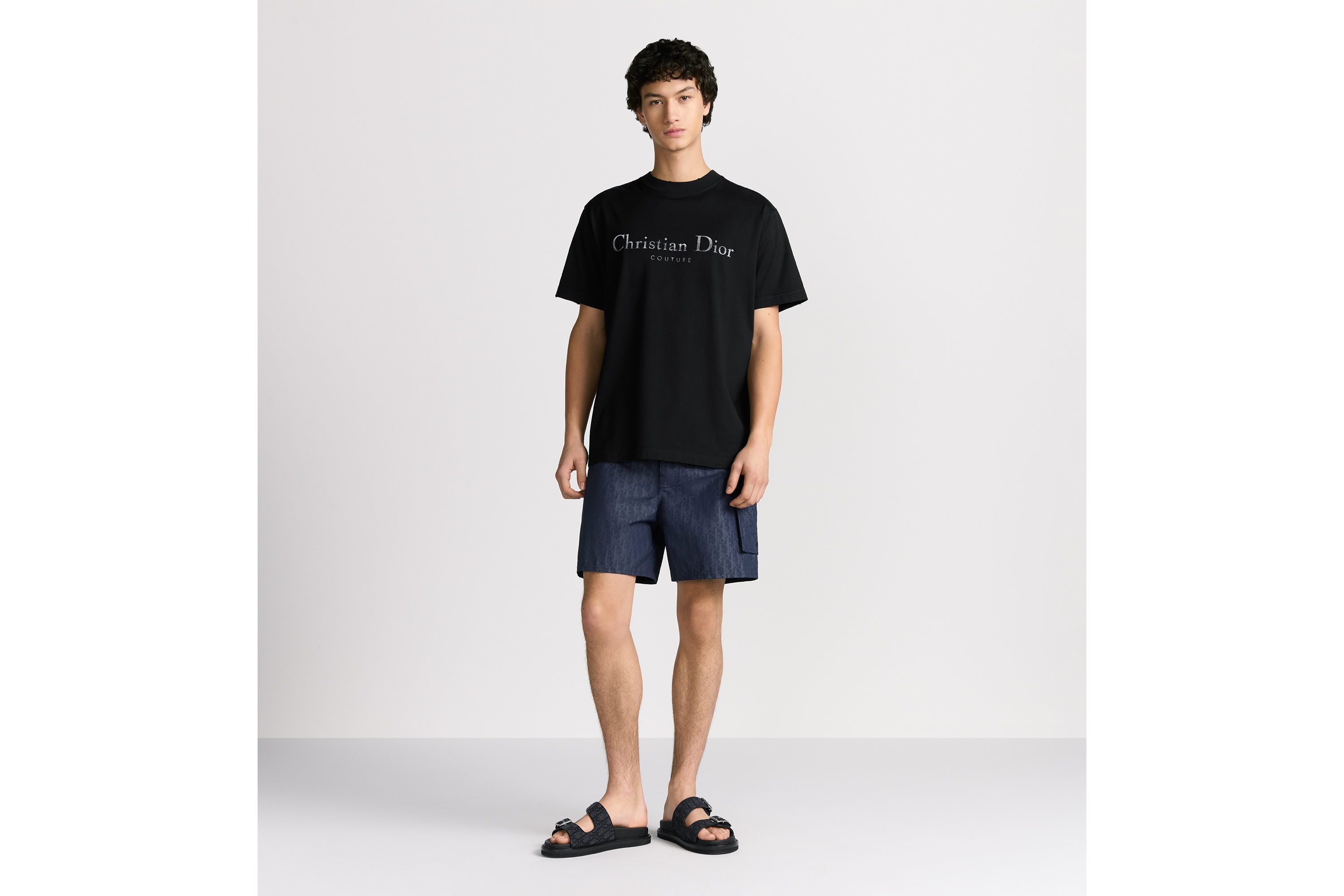 Look Christian Dior Couture T-Shirt, Relaxed Fit Black Distressed-Effect Cotton Jersey E08