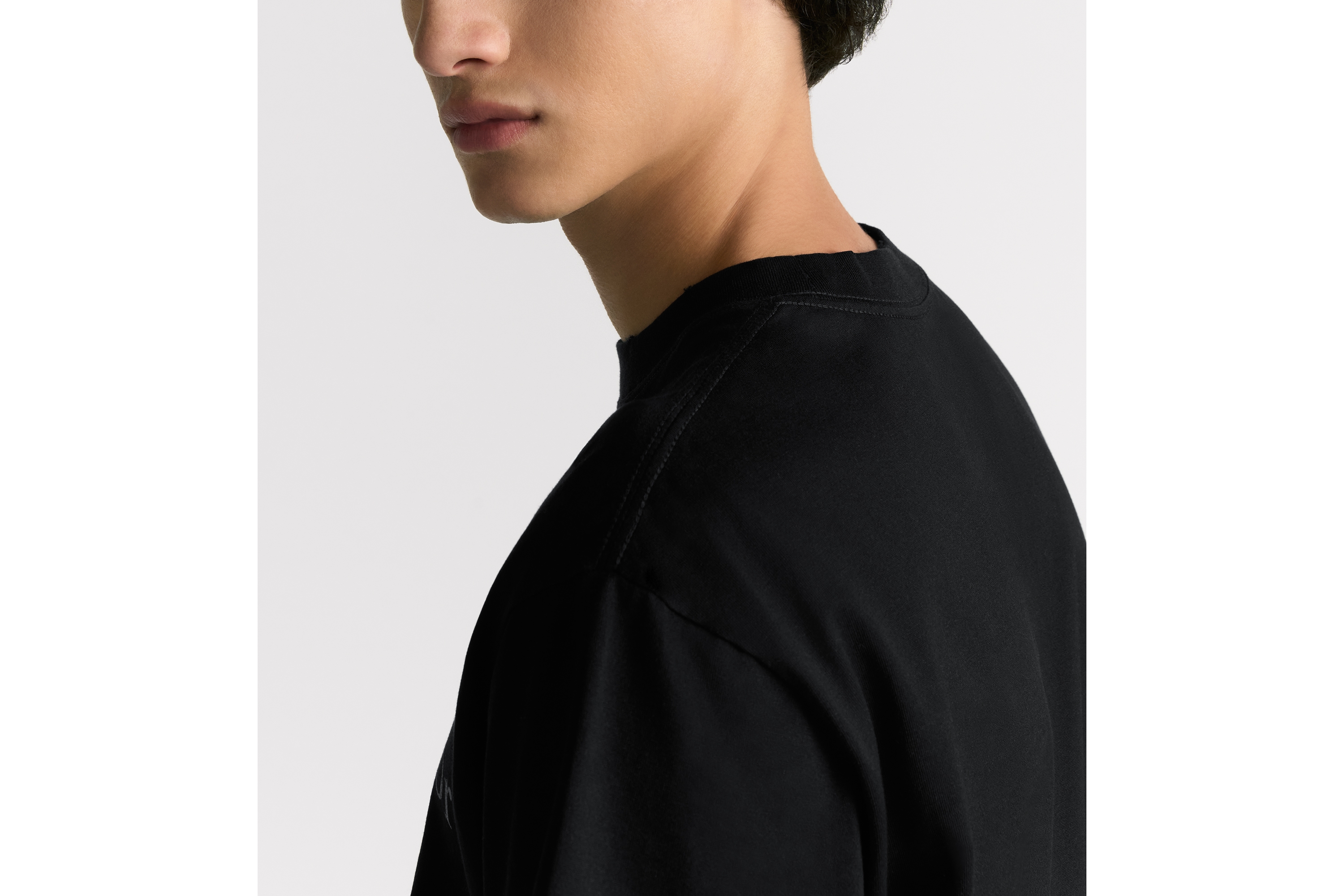 Look Christian Dior Couture T-Shirt, Relaxed Fit Black Distressed-Effect Cotton Jersey E09