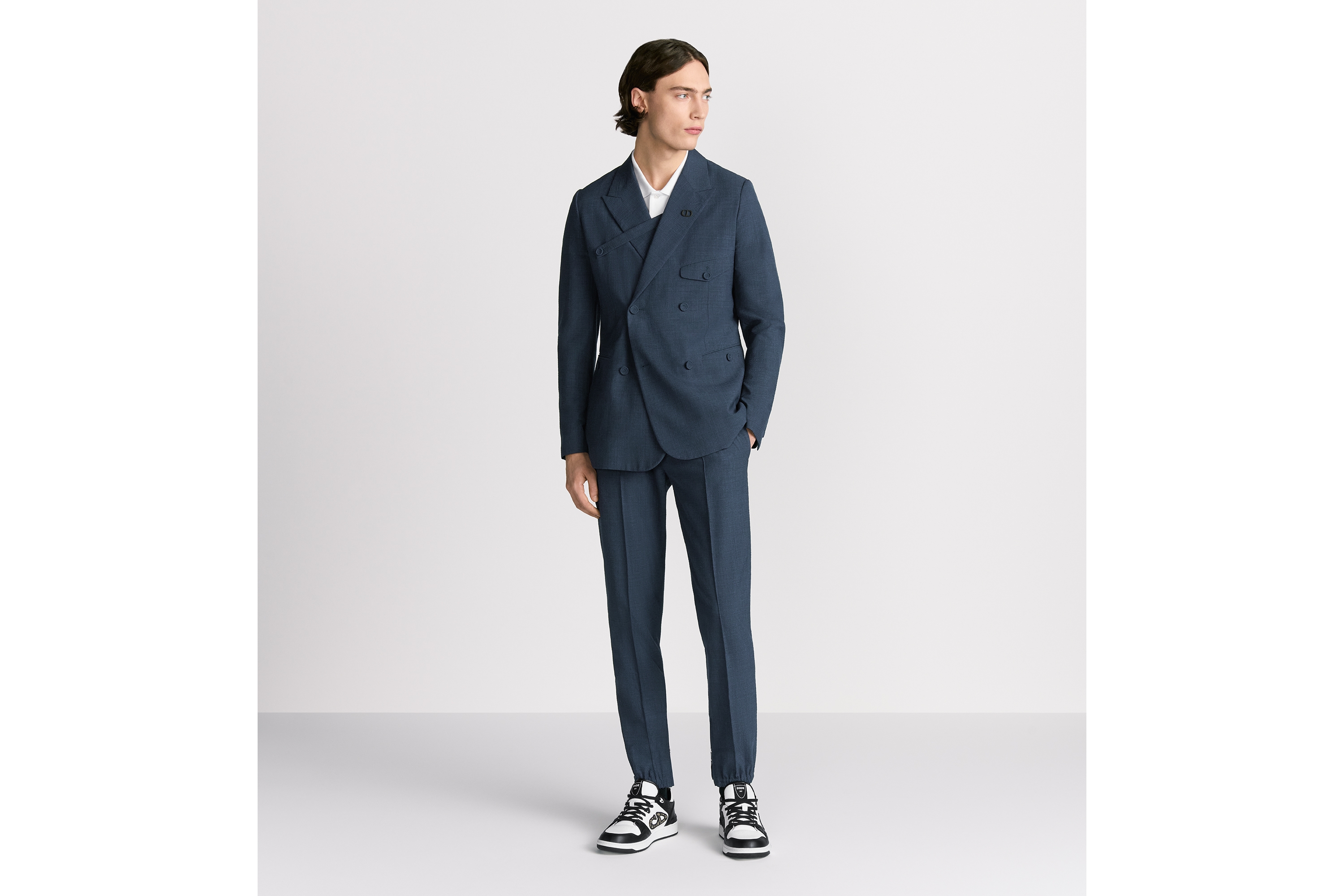 look_image_alt_prefix 테일러드 트랙 팬츠 블루 체크 버진 울 블렌드 시어서커 E02