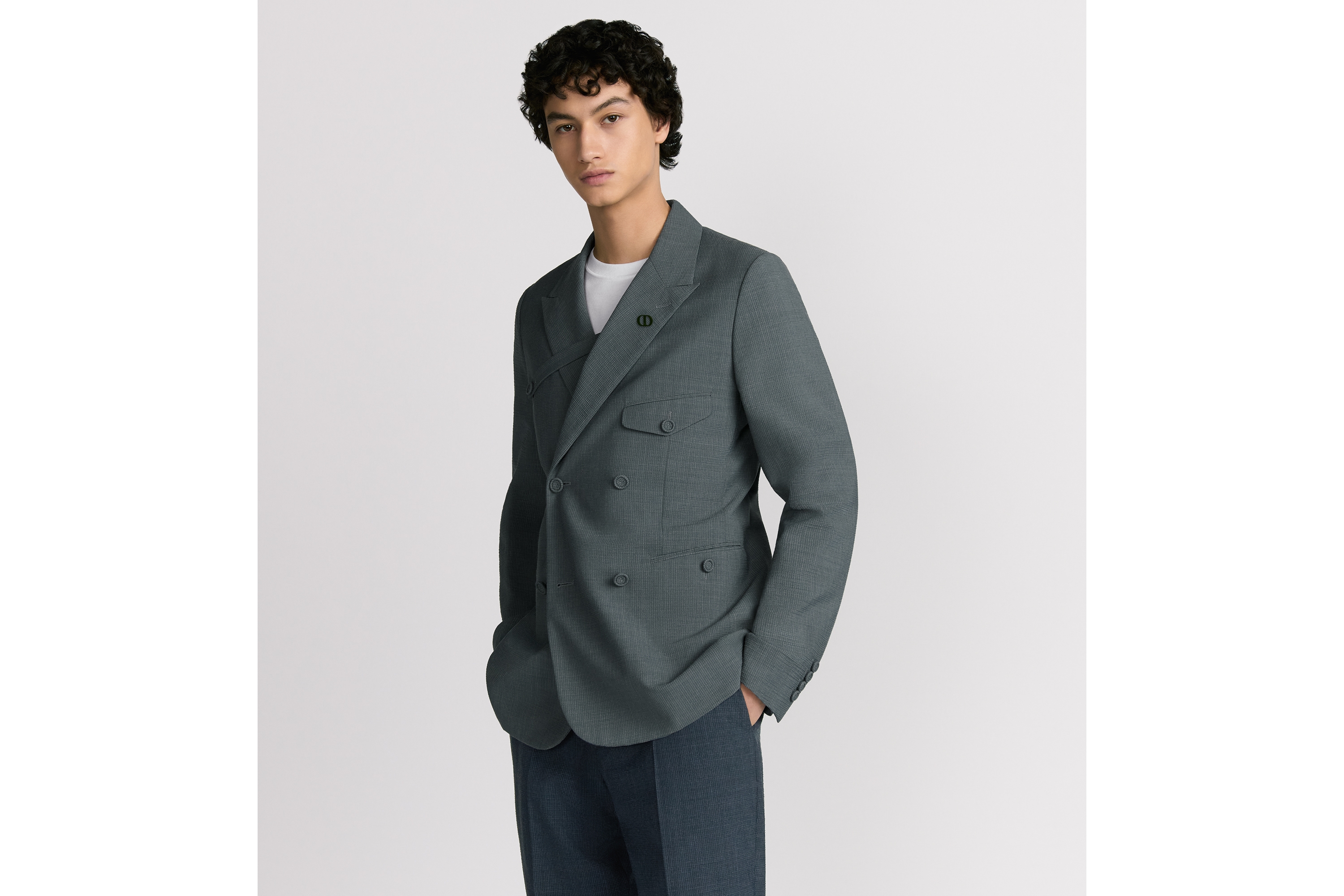 look_image_alt_prefix ダブルブレストジャケット バージンウールブレンド シアサッカー E01