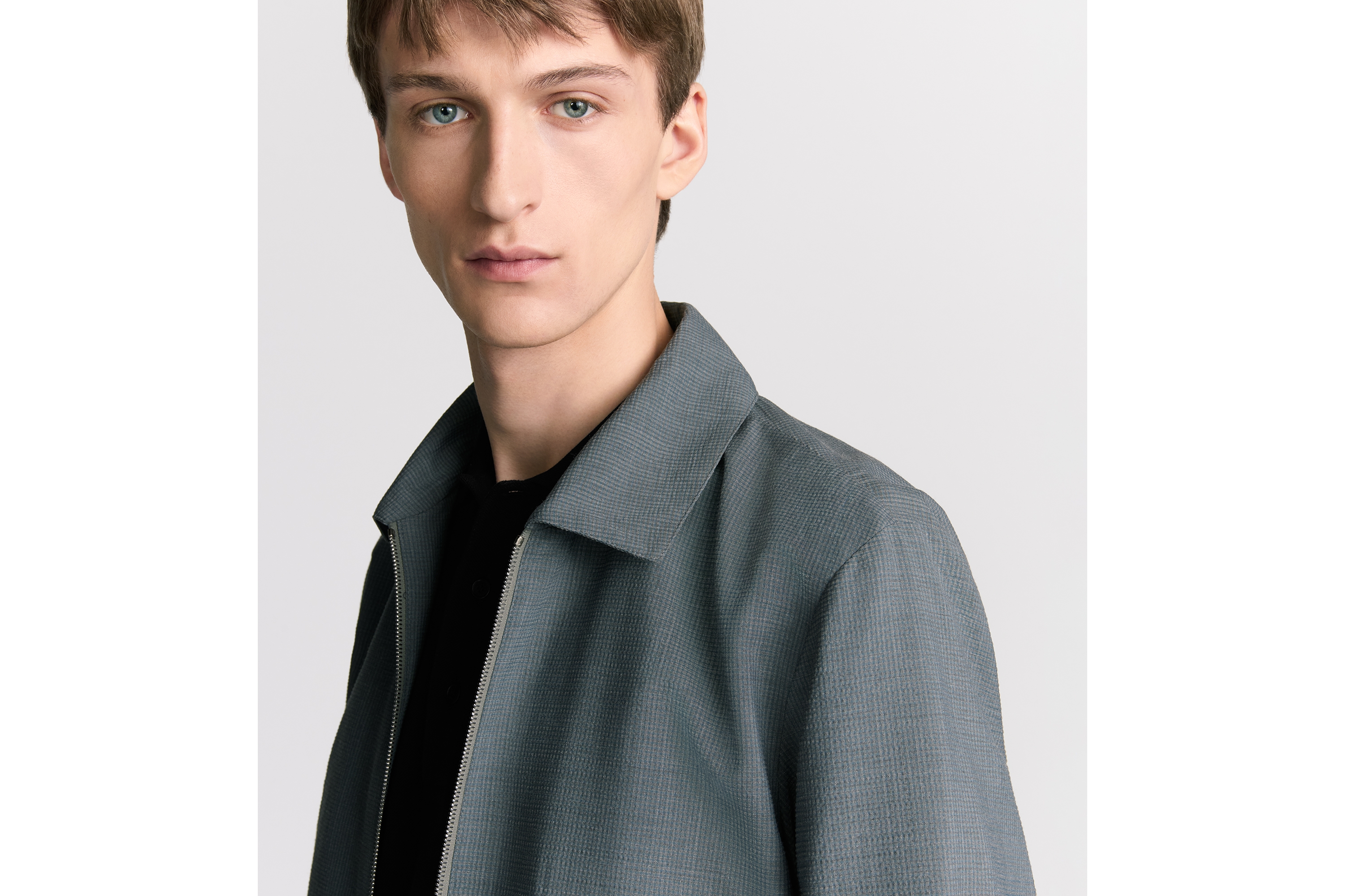 look_image_alt_prefix Colbert met rits Grijze geruite seersucker van een scheerwolblend E01