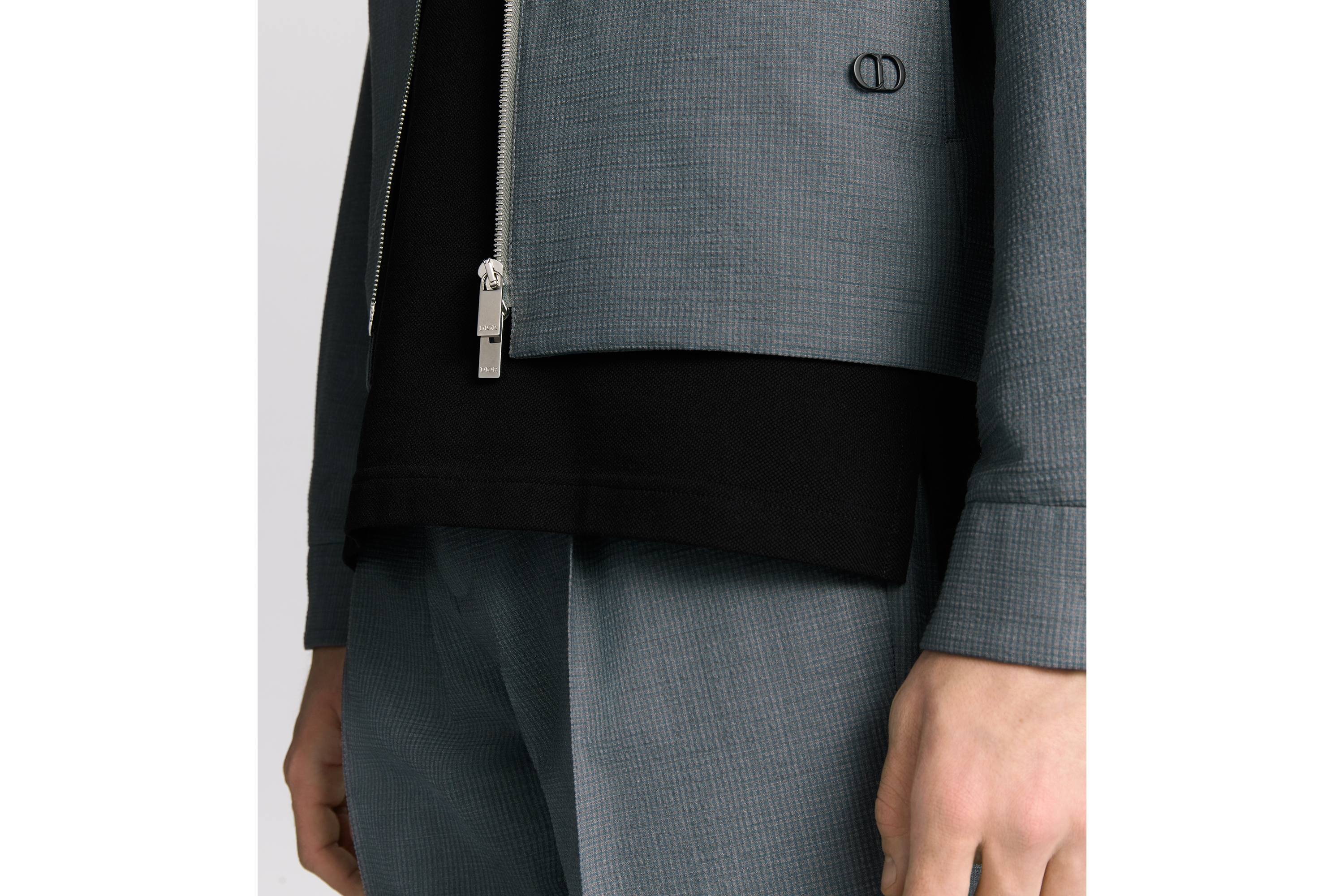 look_image_alt_prefix Colbert met rits Grijze geruite seersucker van een scheerwolblend E04