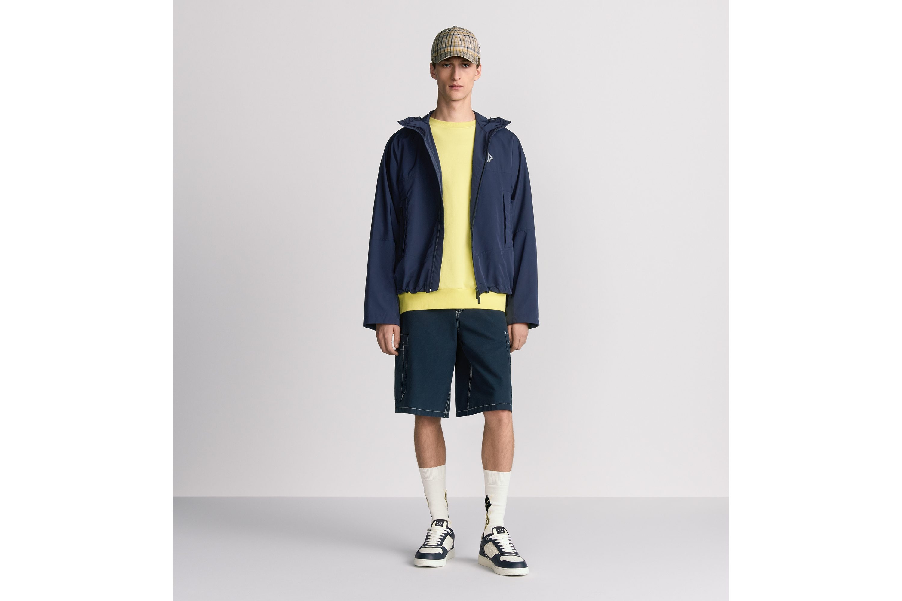 CD Diamond Hooded Jacket Blue Technical Fabric | DIOR