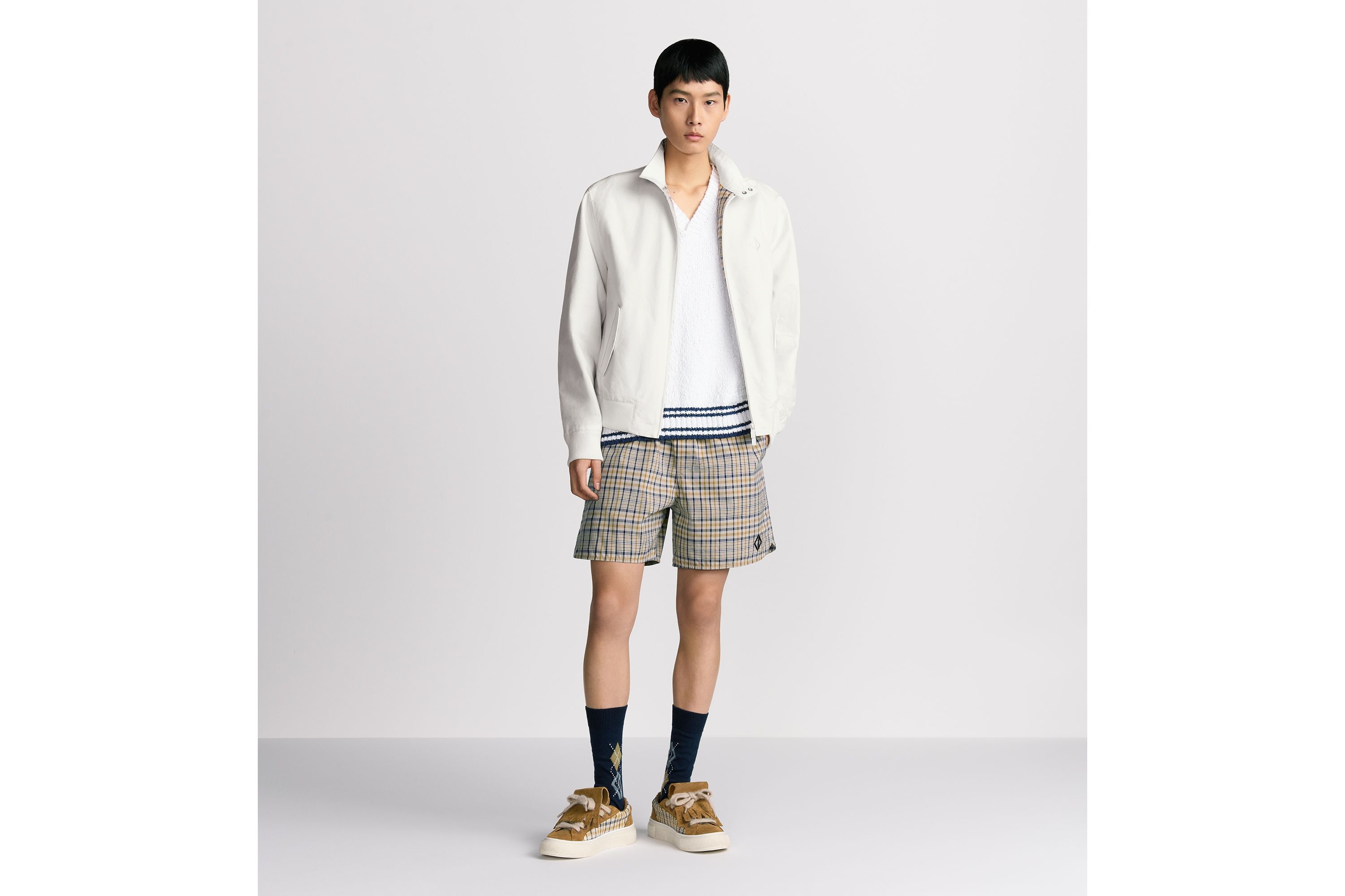 Look CD Diamond Blouson Jacket White Cotton Twill E02