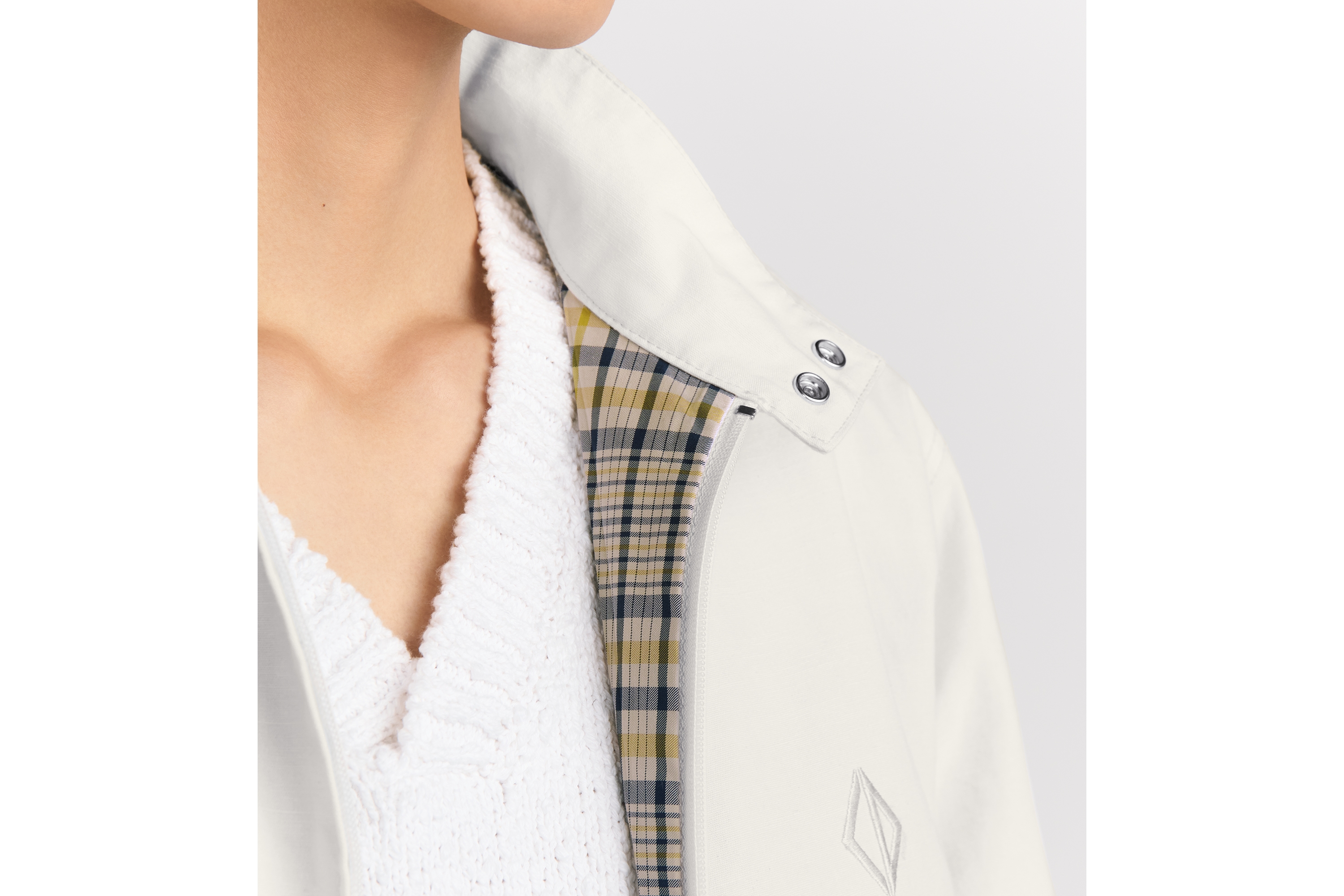 Look CD Diamond Blouson Jacket White Cotton Twill E04