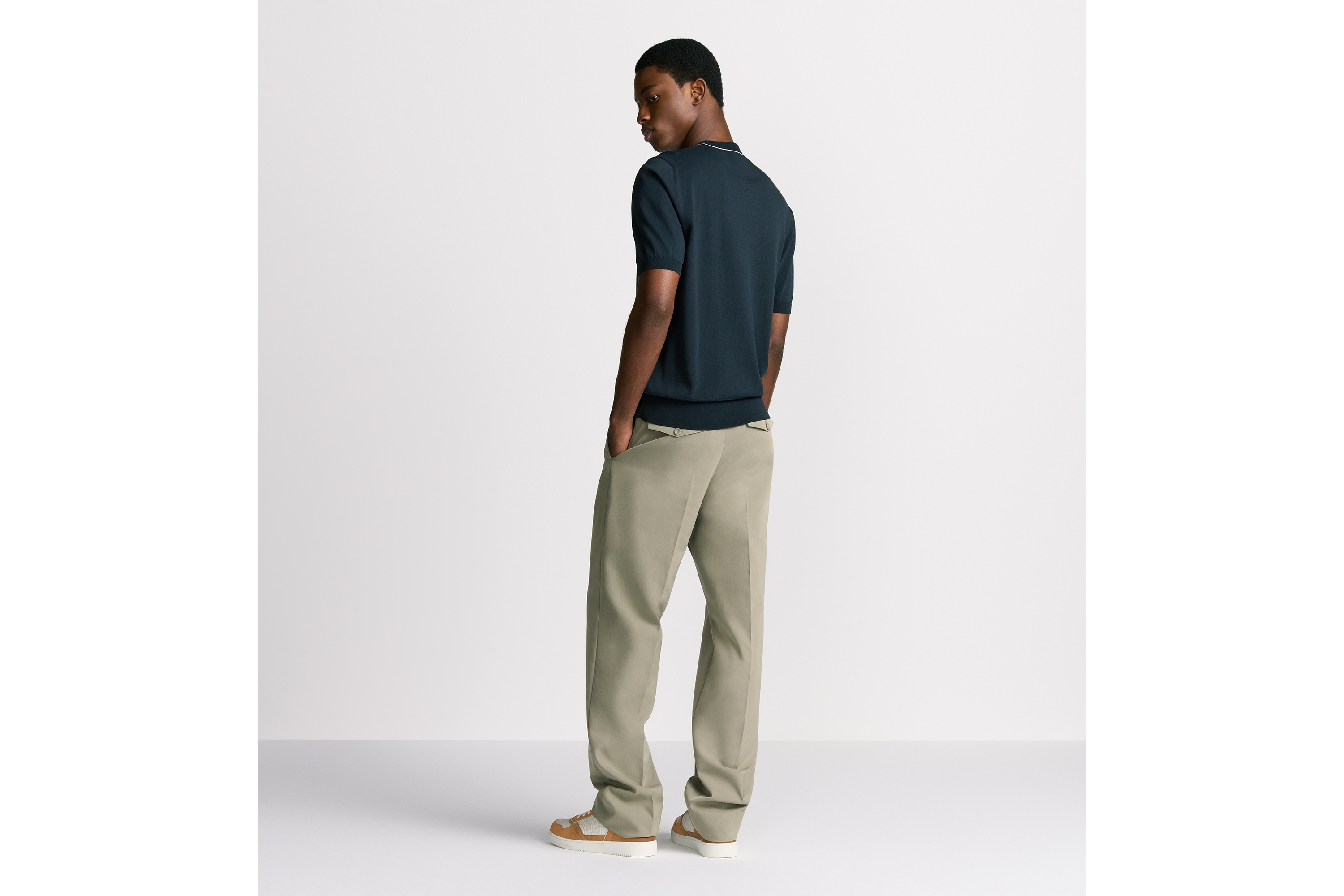 Look CD Diamond Short-Sleeved Sweater Blue Cotton and Silk Jersey E09