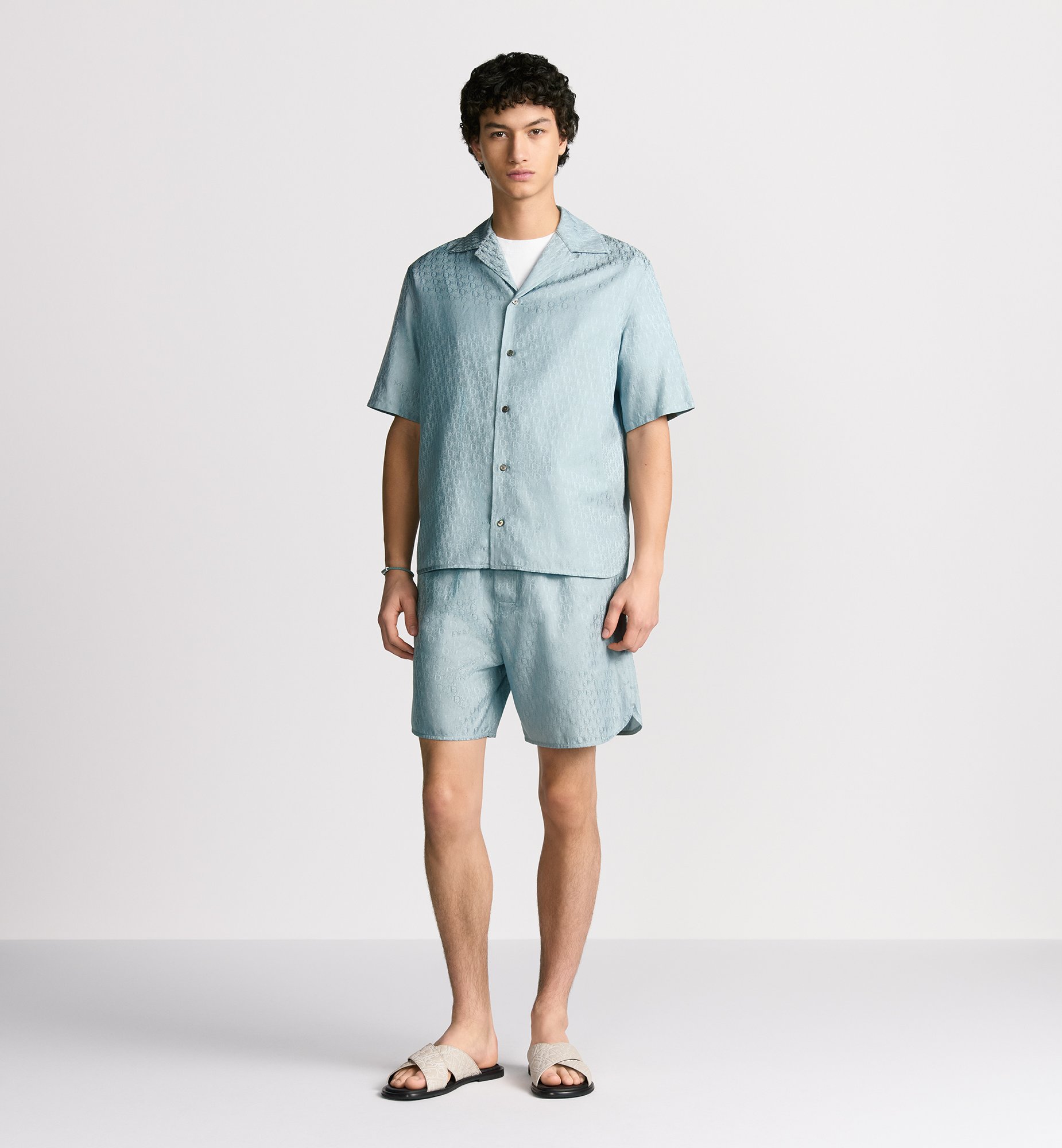 Dior Oblique Short-Sleeved Shirt Blue Silk and Cotton Dior Oblique Short-Sleeved Shirt Blue Silk and Cotton