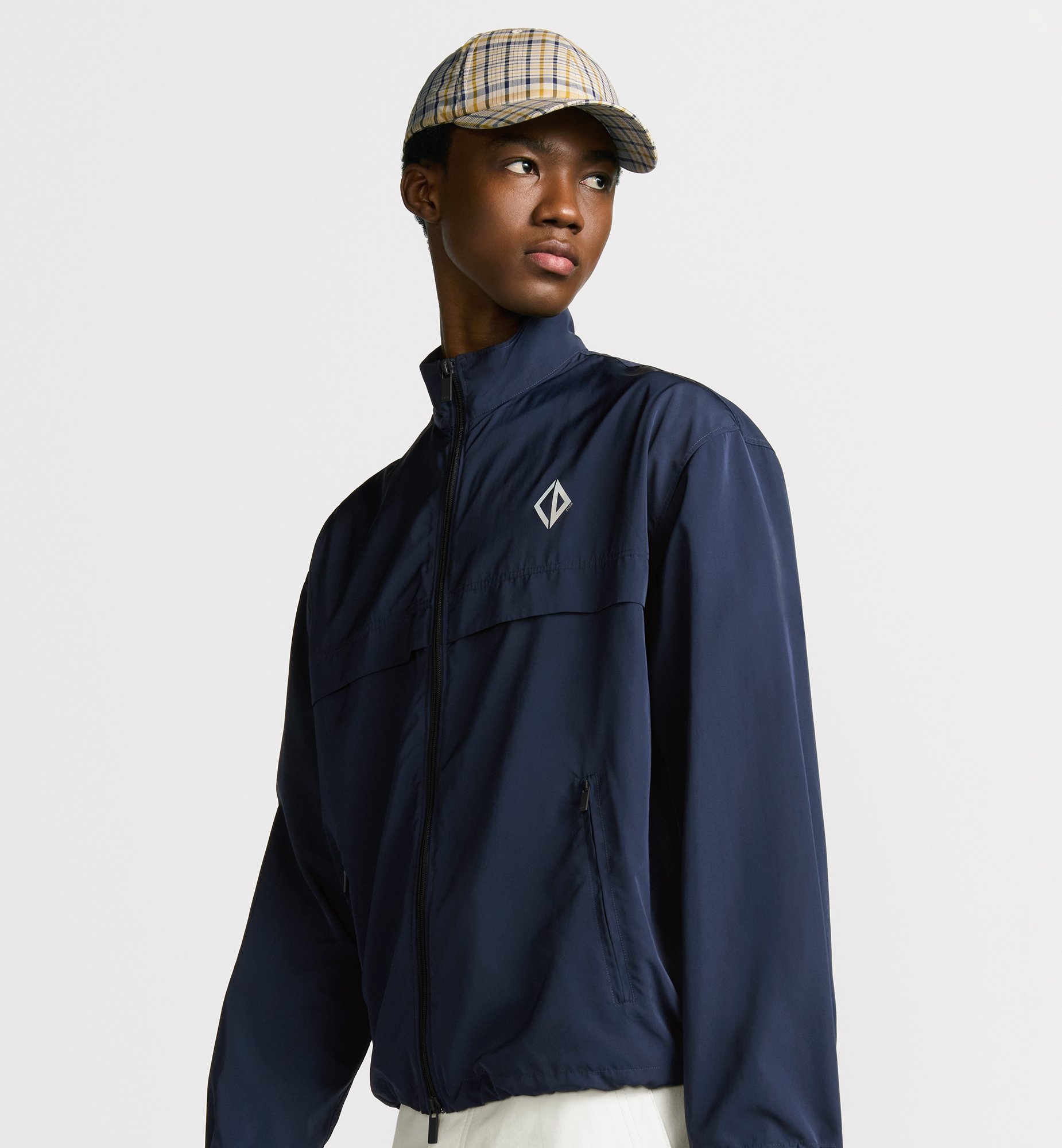 Zipped Shirt with CD Diamond Embroidery Blue Technical Zipped Shirt with CD Diamond Embroidery Blue Technical
