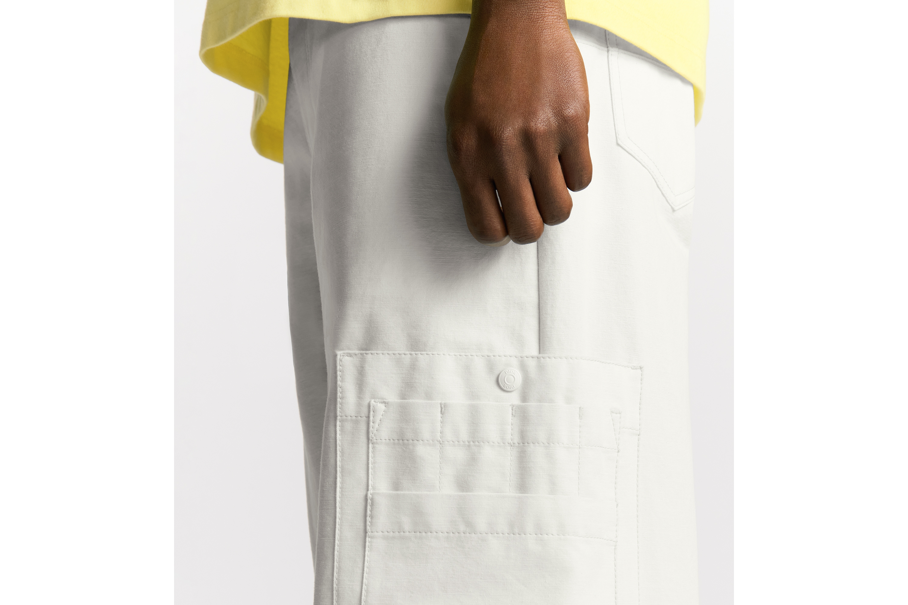 Look CD Diamond Cargo Jeans Ecru Cotton Twill E16