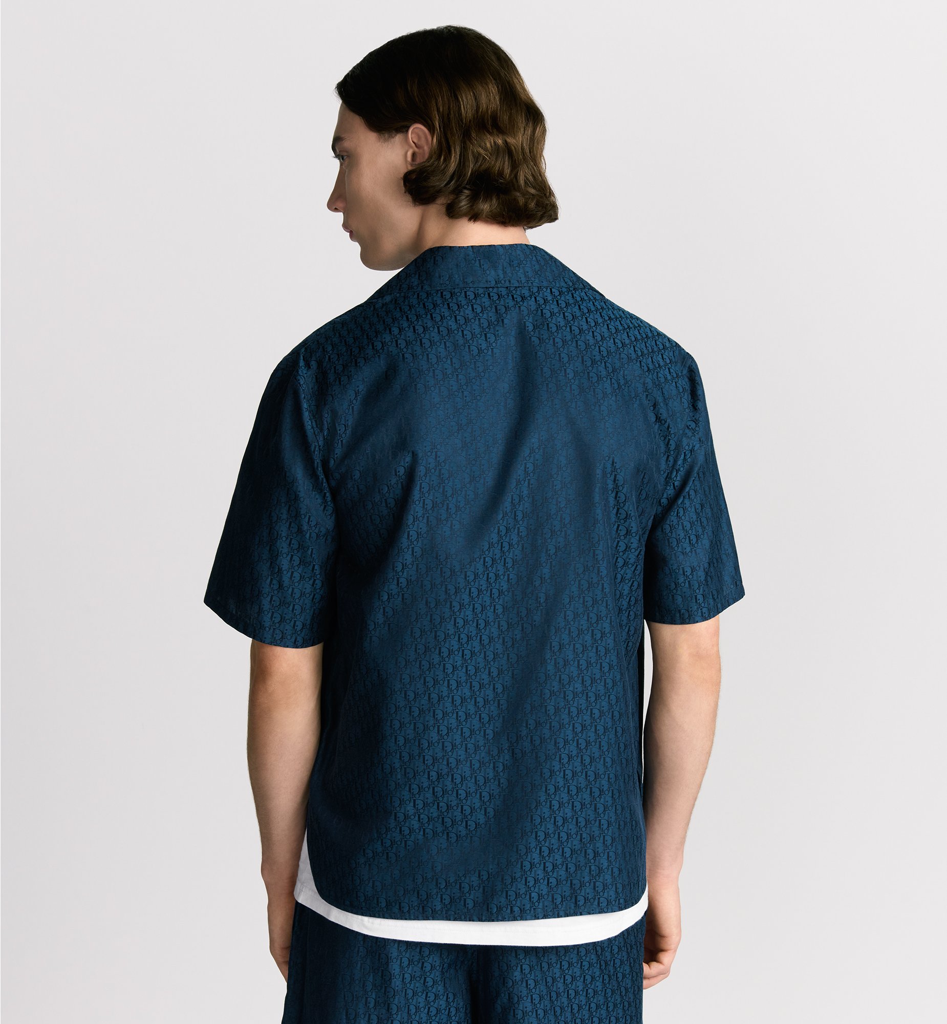 Dior Oblique Short-Sleeved Shirt Navy Blue Silk and Cotton Dior Oblique Short-Sleeved Shirt Navy Blue Silk and Cotton