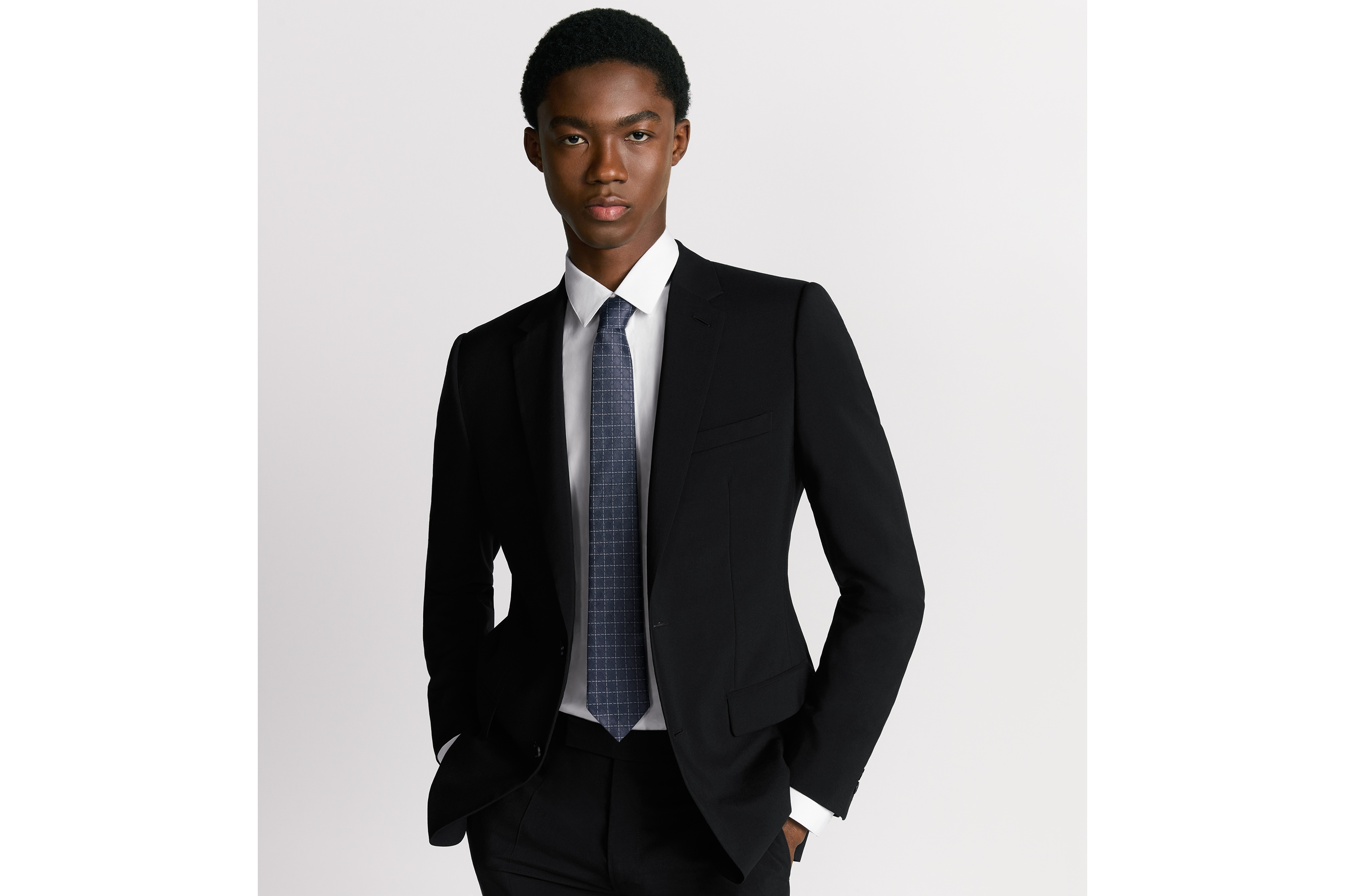 Look Cannage Tie Purple and White Silk E35