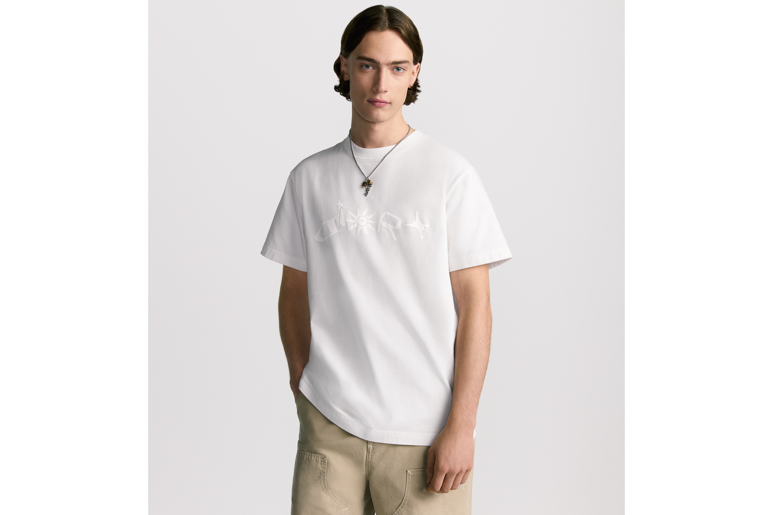 DIOR AND LEWIS HAMILTON T-Shirt, Relaxed Fit White Cotton Jersey