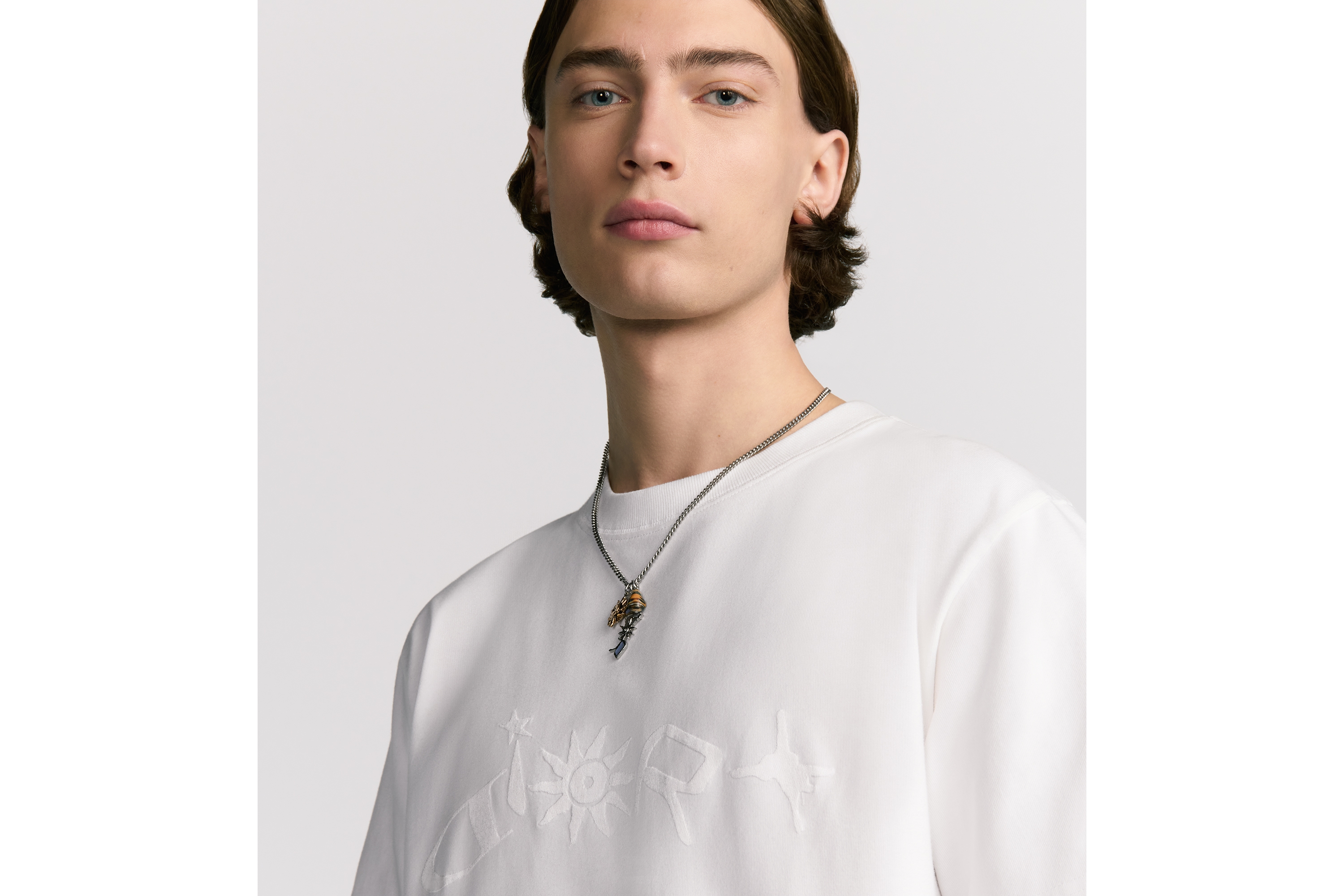 Look DIOR AND LEWIS HAMILTON T-Shirt, Relaxed Fit White Cotton Jersey E10
