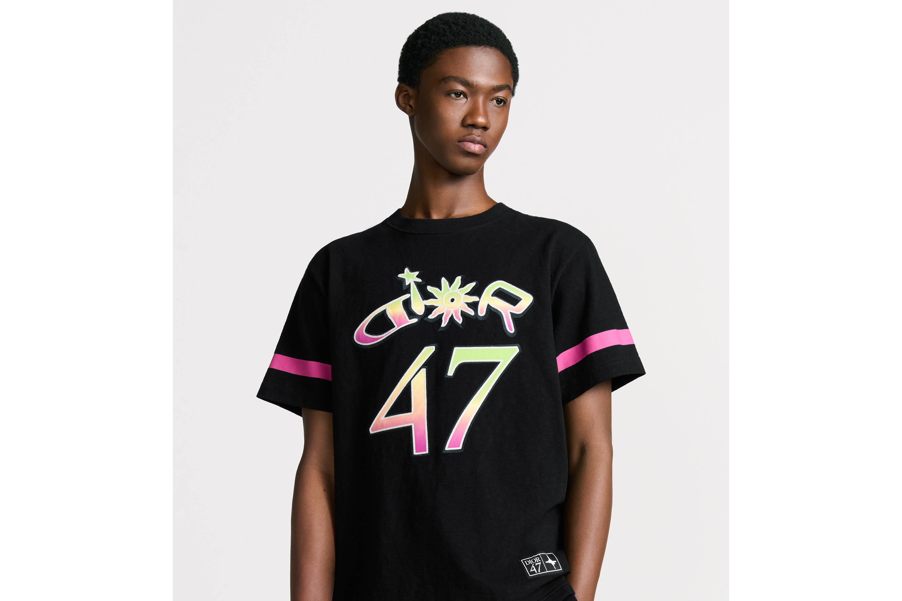 Look DIOR AND LEWIS HAMILTON T-Shirt, Relaxed Fit Black Slub Cotton Jersey E07
