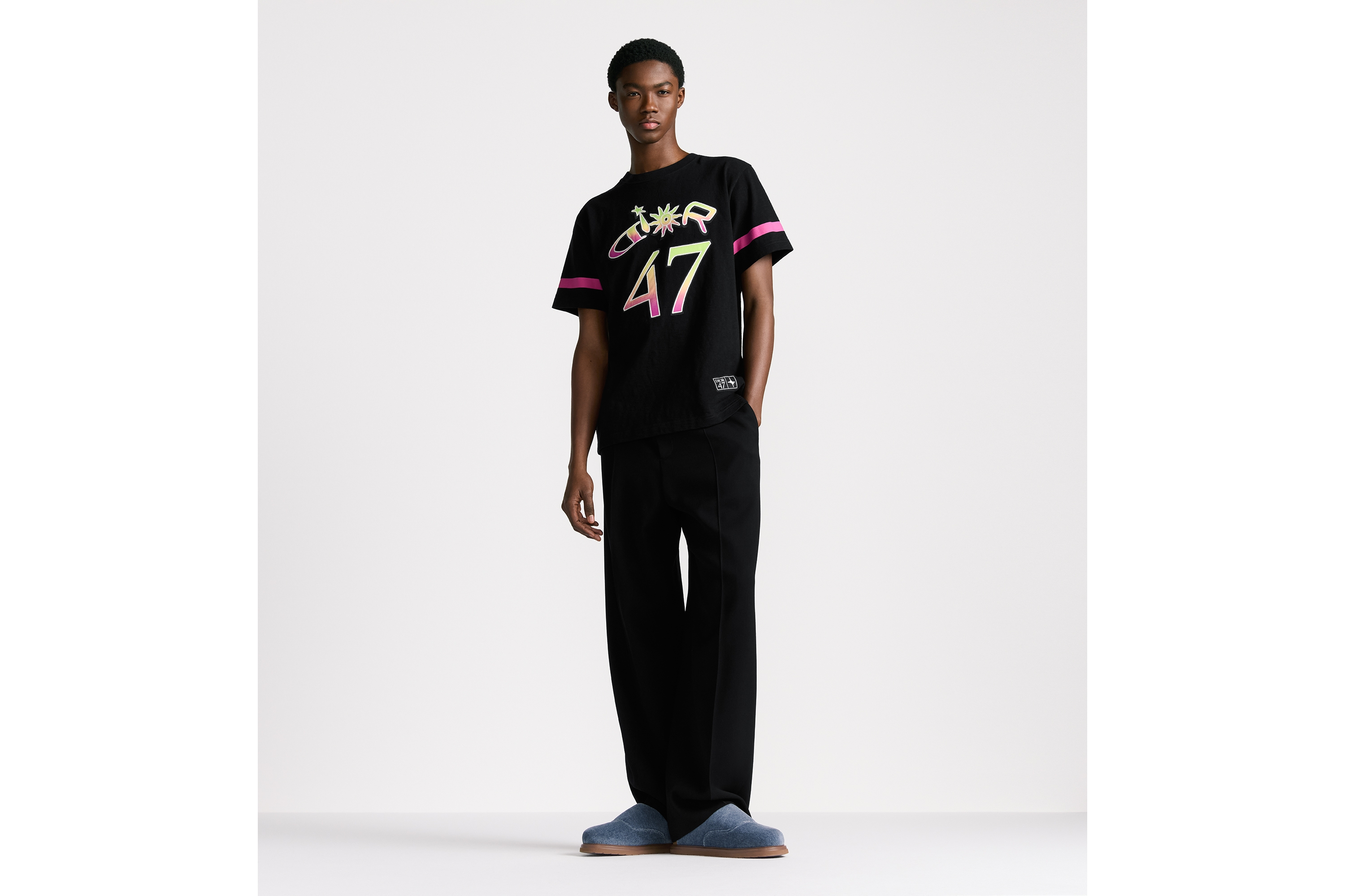 Look DIOR AND LEWIS HAMILTON T-Shirt, Relaxed Fit Black Slub Cotton Jersey E08