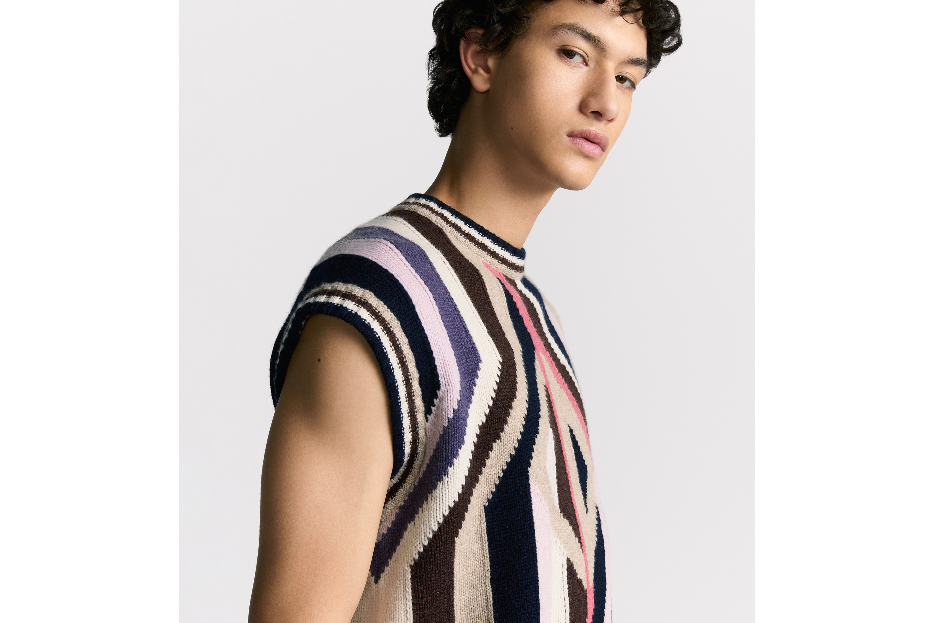 Look DIOR AND LEWIS HAMILTON CD Diamond Sweater Vest Multicolor Cashmere Intarsia Jersey E01