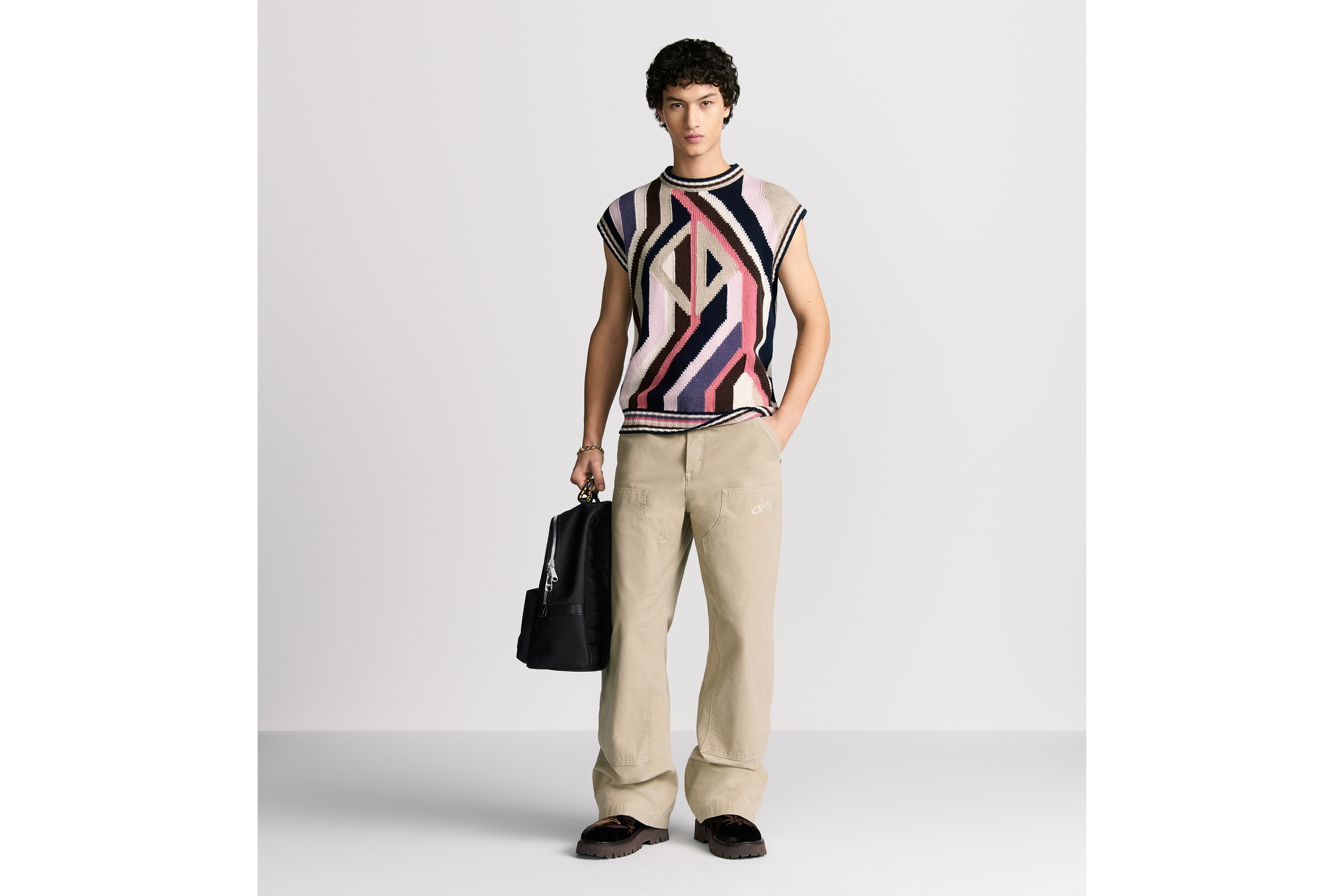 look_image_alt_prefix Mochila DIOR AND LEWIS HAMILTON com zíper Nylon Dior Oblique preto e tecido técnico com efeito de couro preto E02