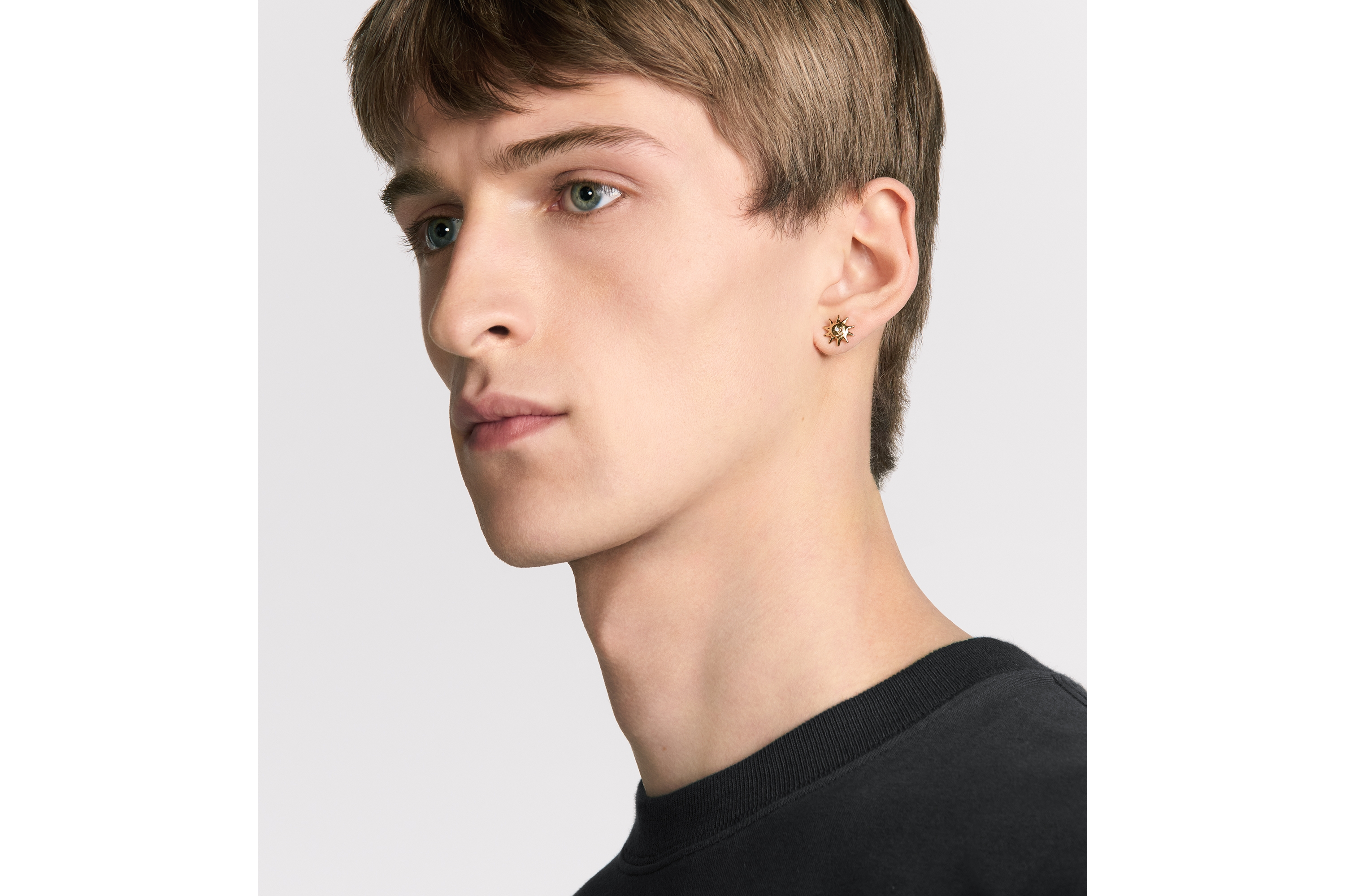 Look DIOR AND LEWIS HAMILTON earrings Gold-Finish Brass and White Crystals E39