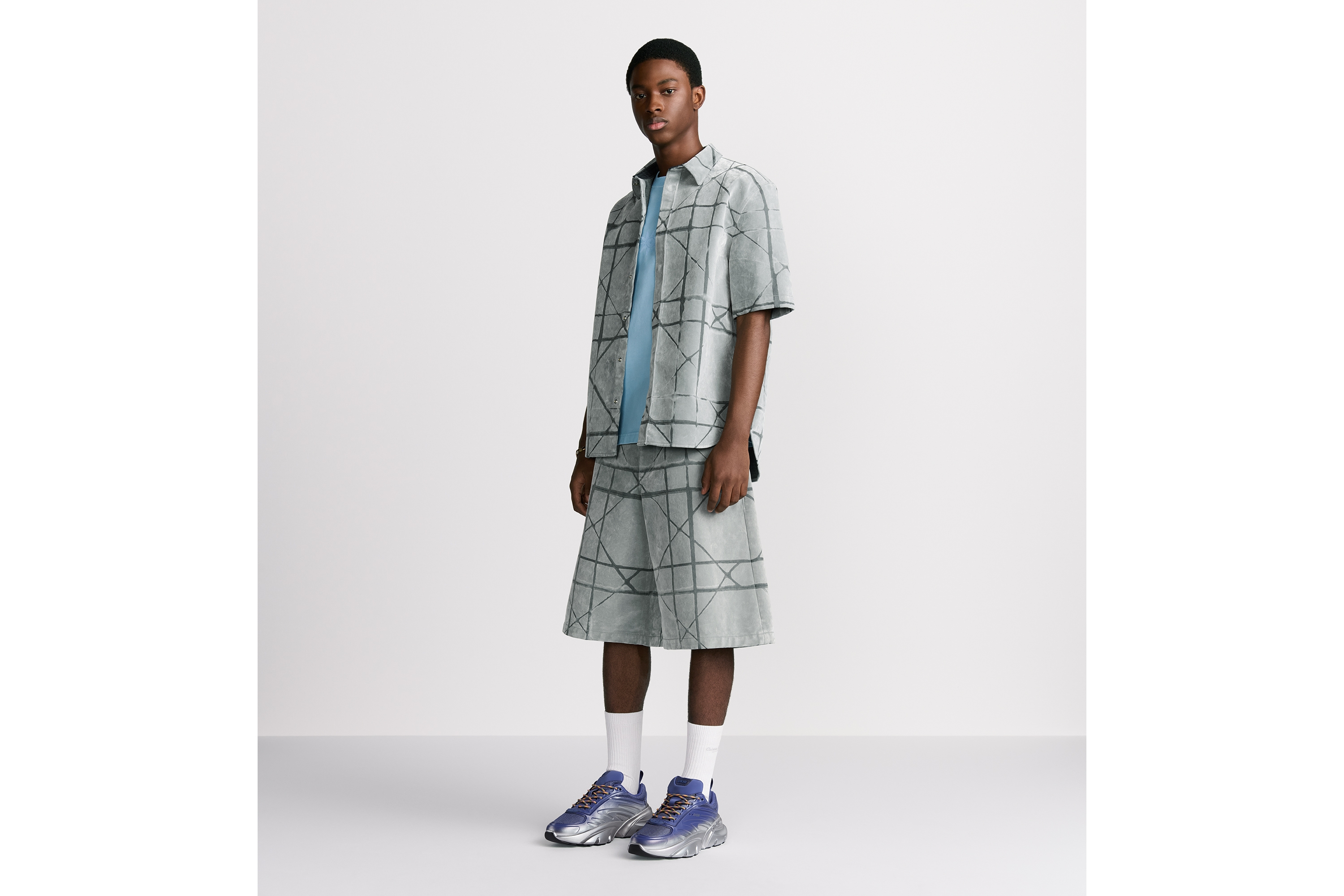 DIOR AND LEWIS HAMILTON T-Shirt, Relaxed Fit Blue Cotton Jersey | DIOR