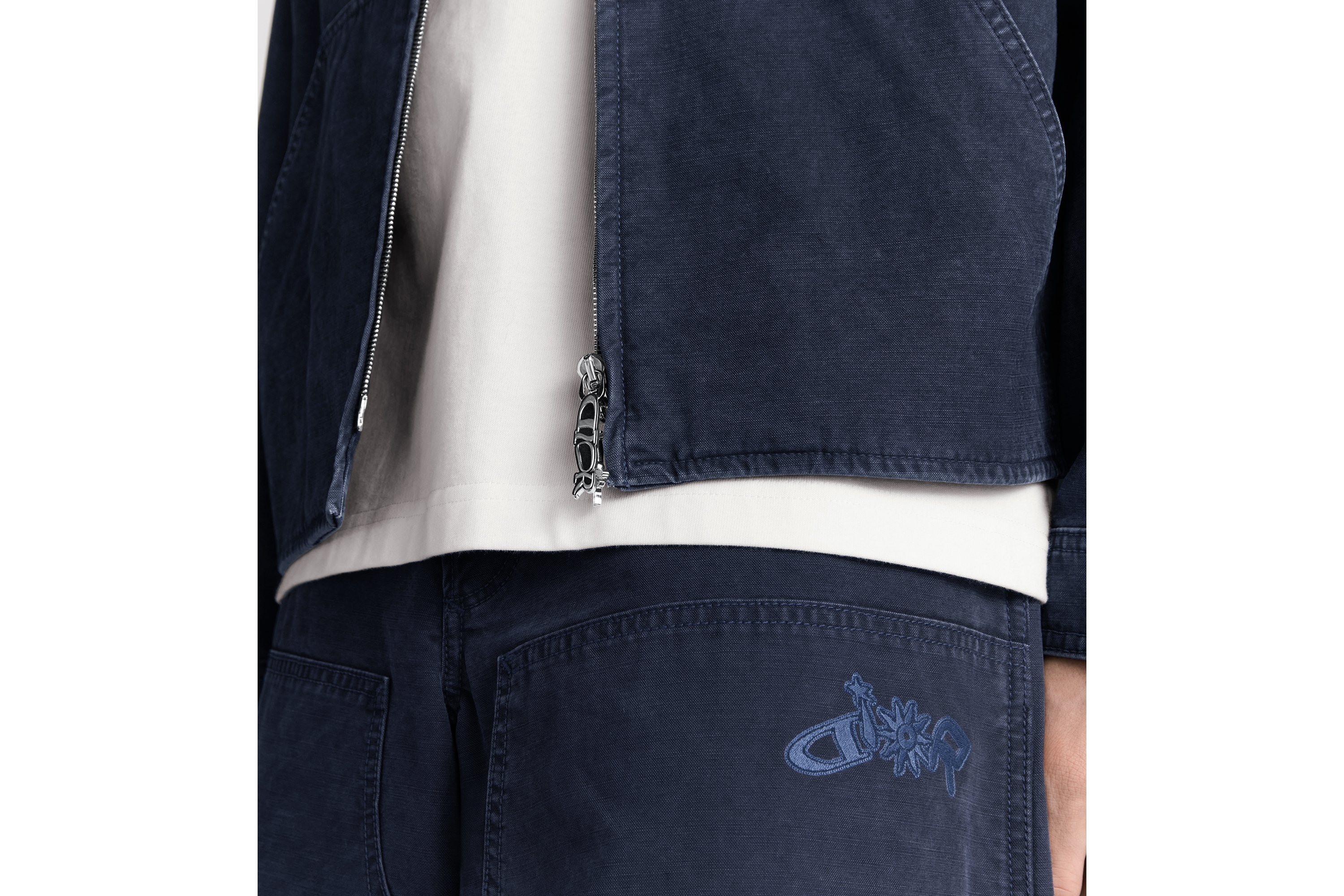 Look DIOR AND LEWIS HAMILTON Hooded Jacket Blue Cotton E04