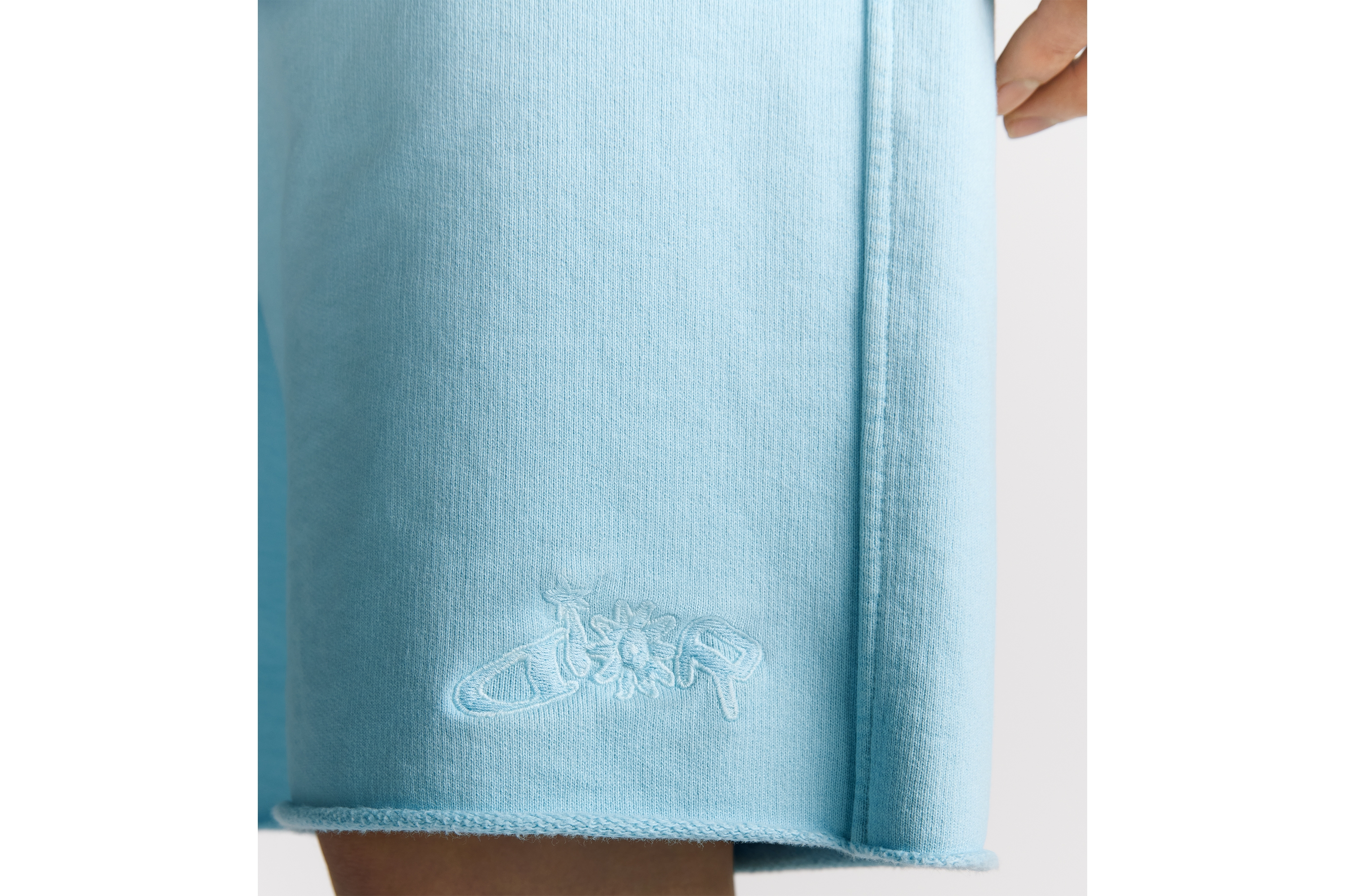 Look DIOR AND LEWIS HAMILTON Bermuda Shorts Sky Blue Slub Cotton Fleece E16