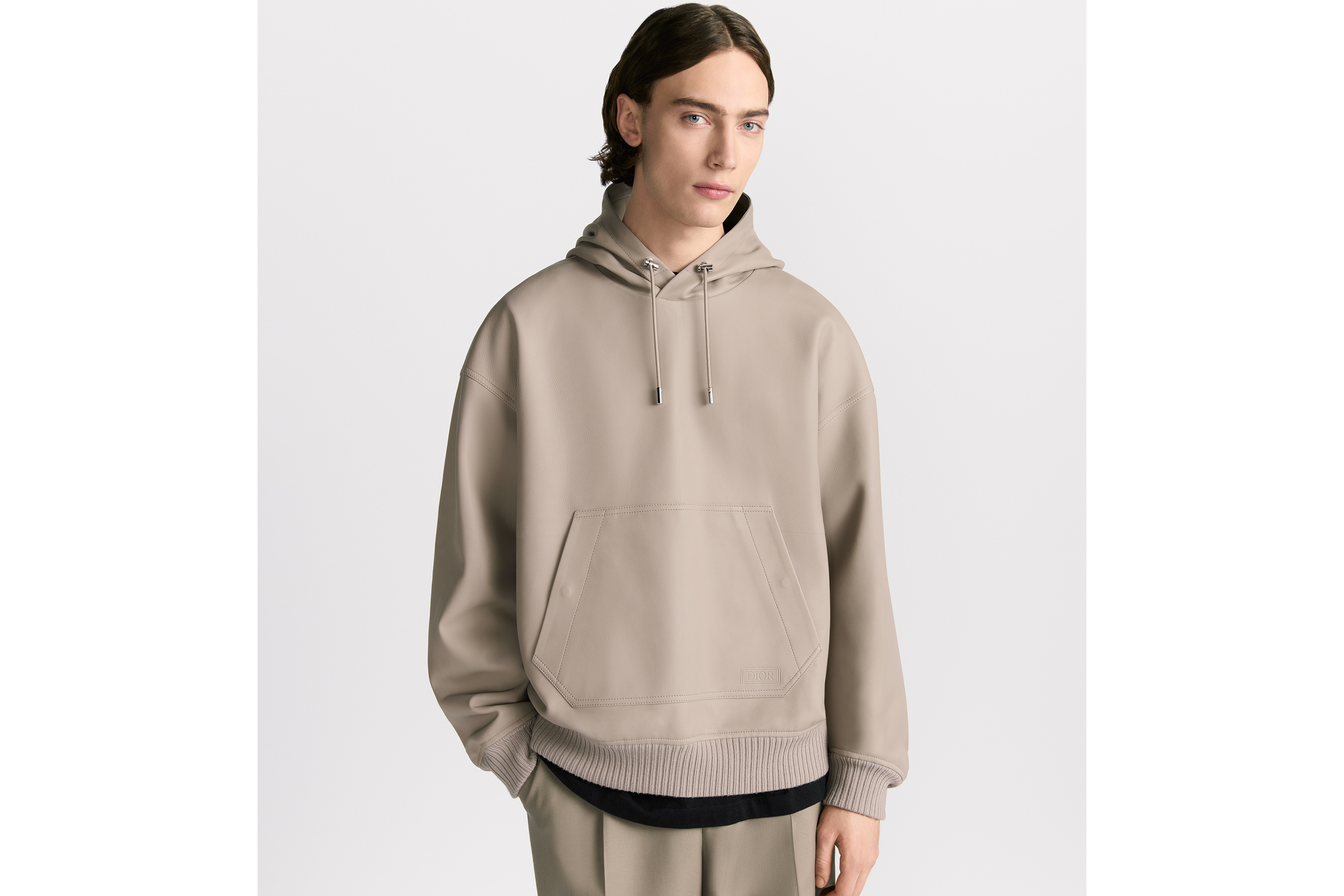 look_image_alt_prefix Dior Icons Blouson mit Kapuze Glattes Kalbsleder in Beige E01