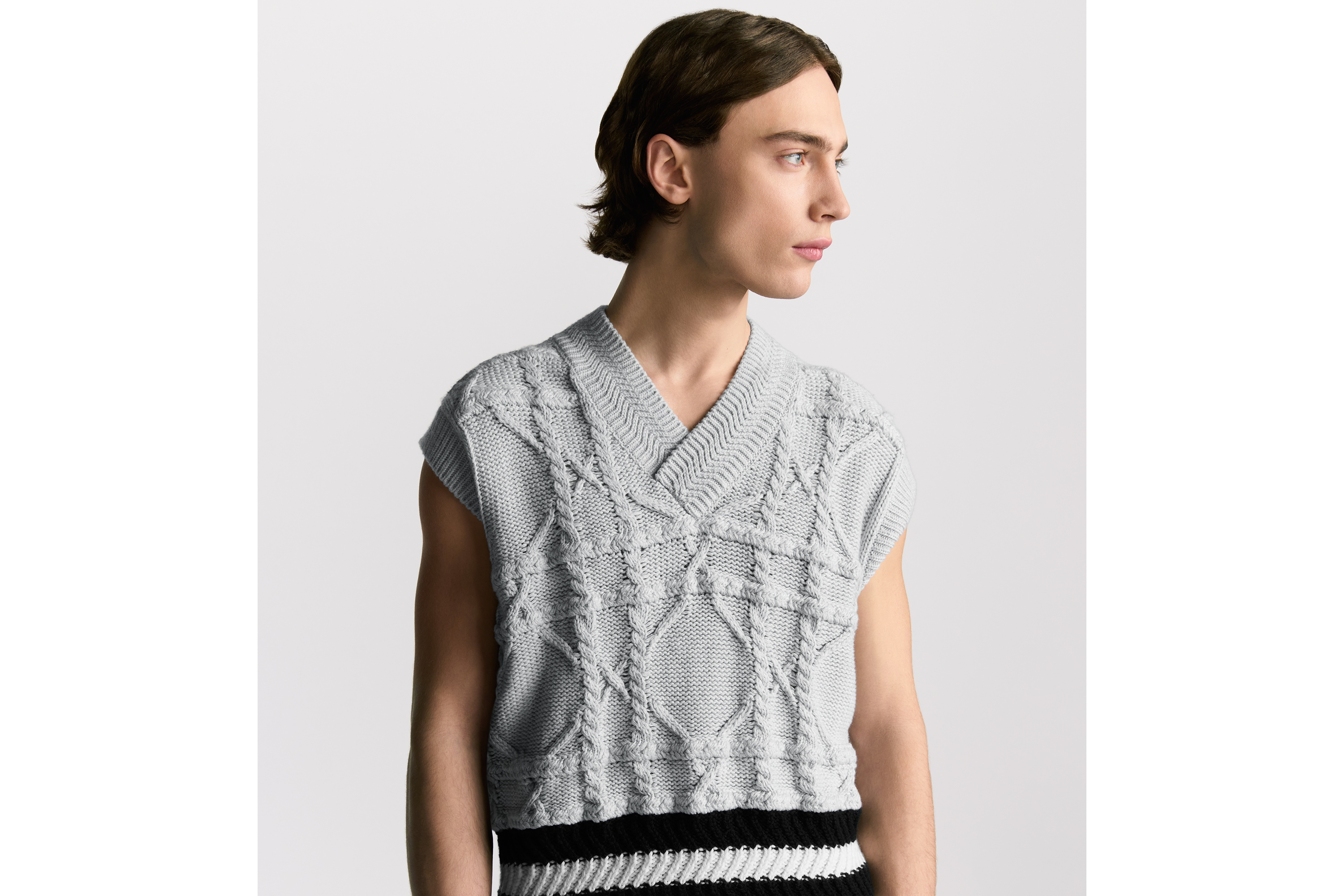 look_image_alt_prefix Dior Icons-spencer Grijs kabelbreisel van linnen en kasjmier E07