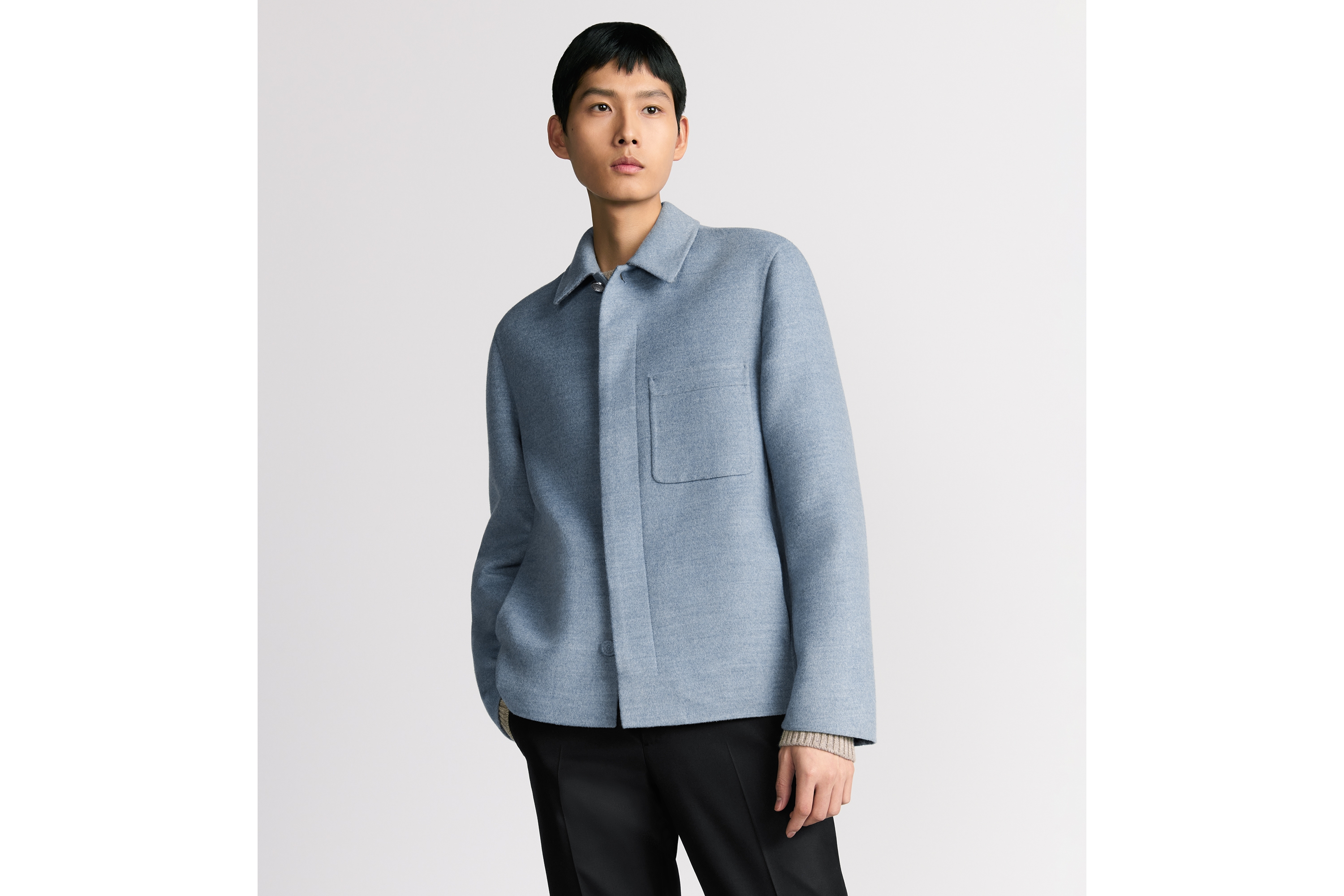 look_image_alt_prefix Jaqueta utilitária Dior Icons Mescla de lã virgem, cashmere e seda dupla-face azul E01