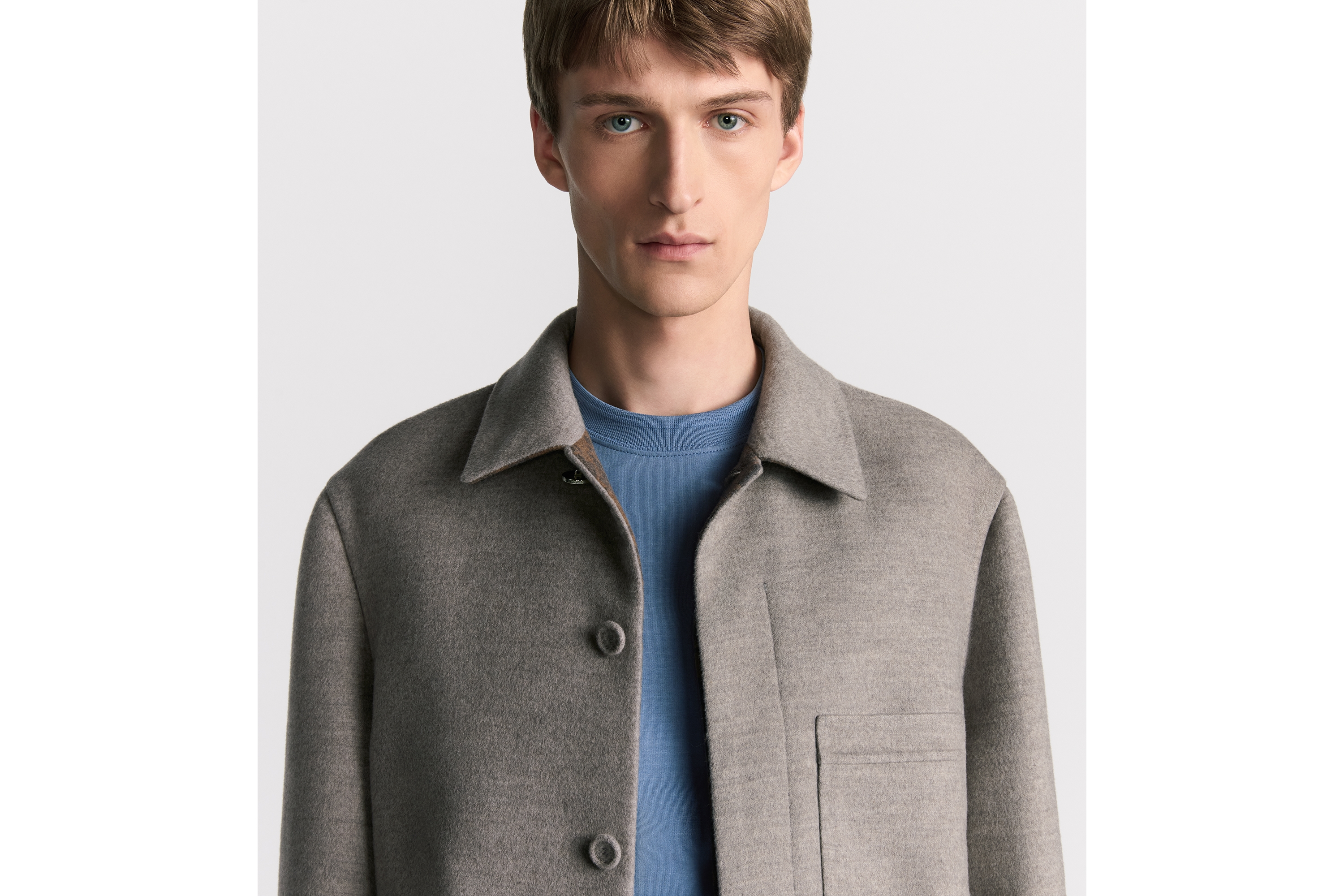 Look Dior Icons Workwear Jacket Beige Double-Sided Virgin Wool, Cashmere and Silk Blend E04