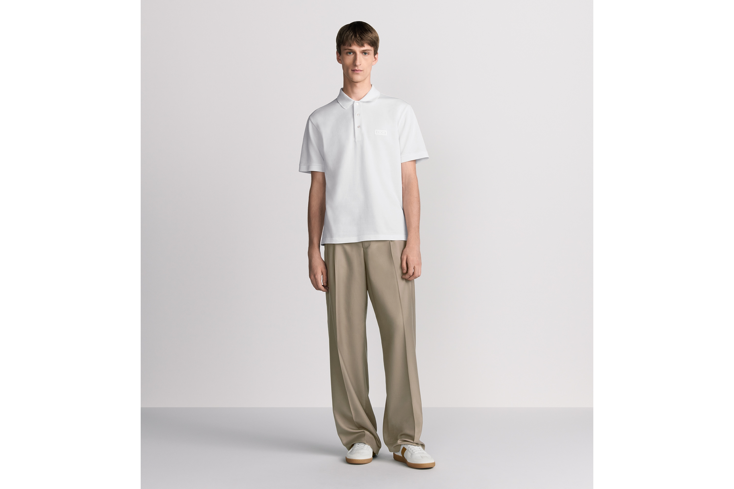 Look Dior Icons Polo Shirt White Cotton and Silk Piqué E08