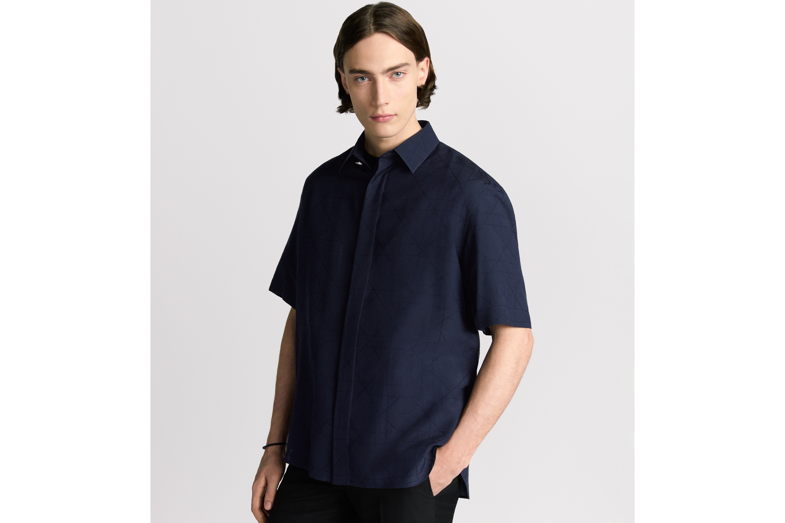Look Dior Icons Short-Sleeved Shirt Blue Silk Blend E07