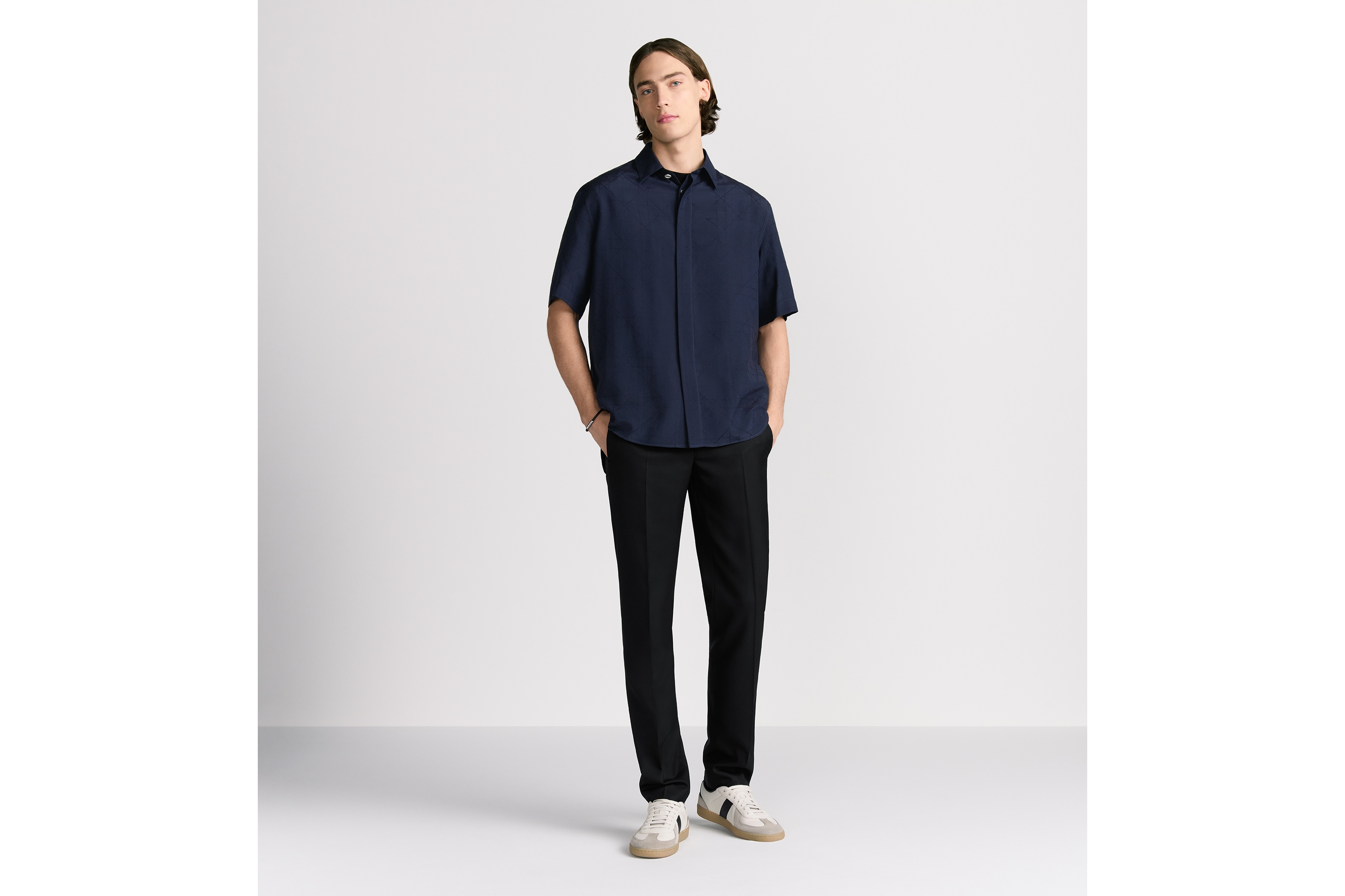 Look Dior Icons Short-Sleeved Shirt Blue Silk Blend E08