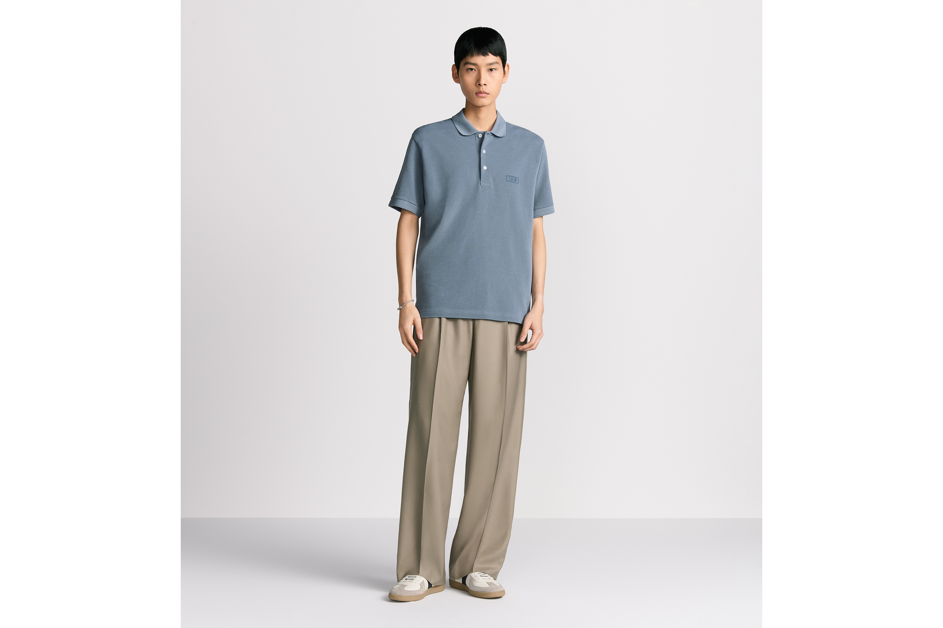 look_image_alt_prefix Dior Icons 폴로 셔츠 블루 코튼 실크 피케 E08