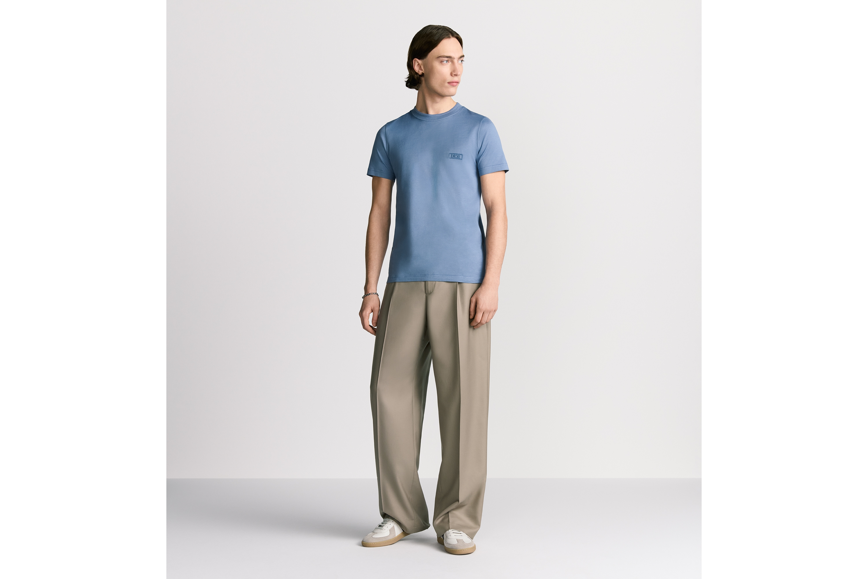 Look Dior Icons T-Shirt, Regular Fit Blue Sea Island Cotton Jersey E08