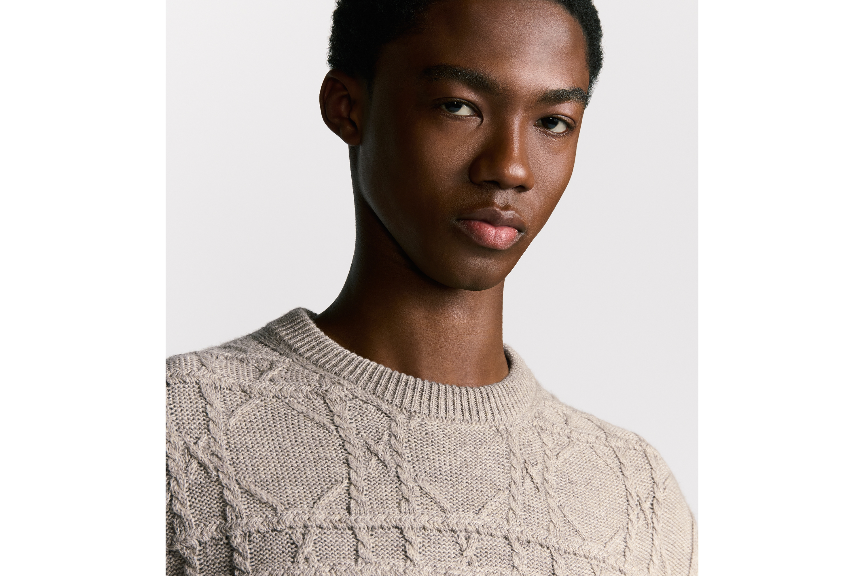 Look Dior Icons Cannage Sweater Beige Linen and Cashmere Cable Knit E10