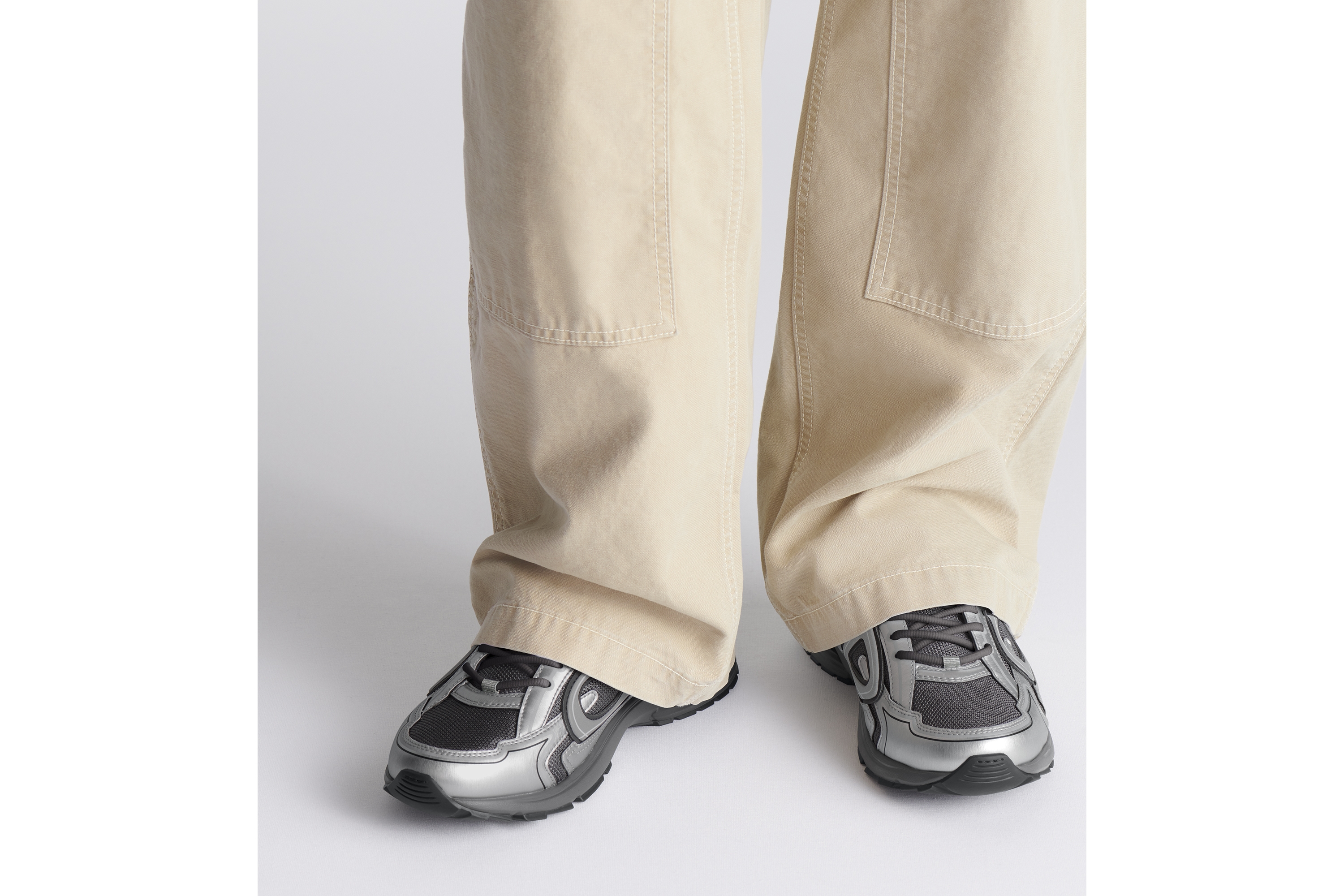 Look B30 Countdown Sneaker Deep Gray Technical Mesh and Silver-Tone Metallic Technical Fabric E23