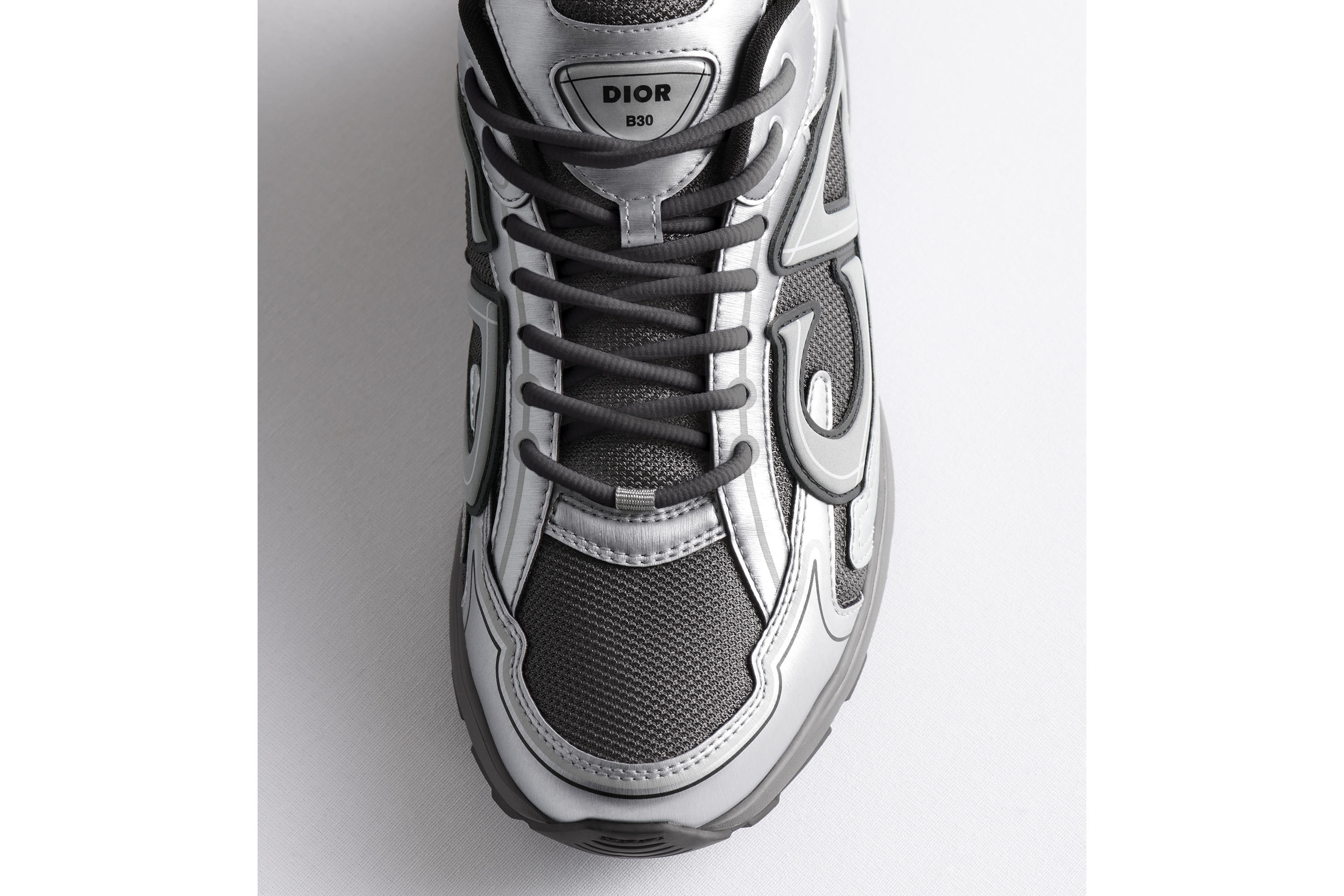 Look B30 Countdown Sneaker Deep Gray Technical Mesh and Silver-Tone Metallic Technical Fabric E24