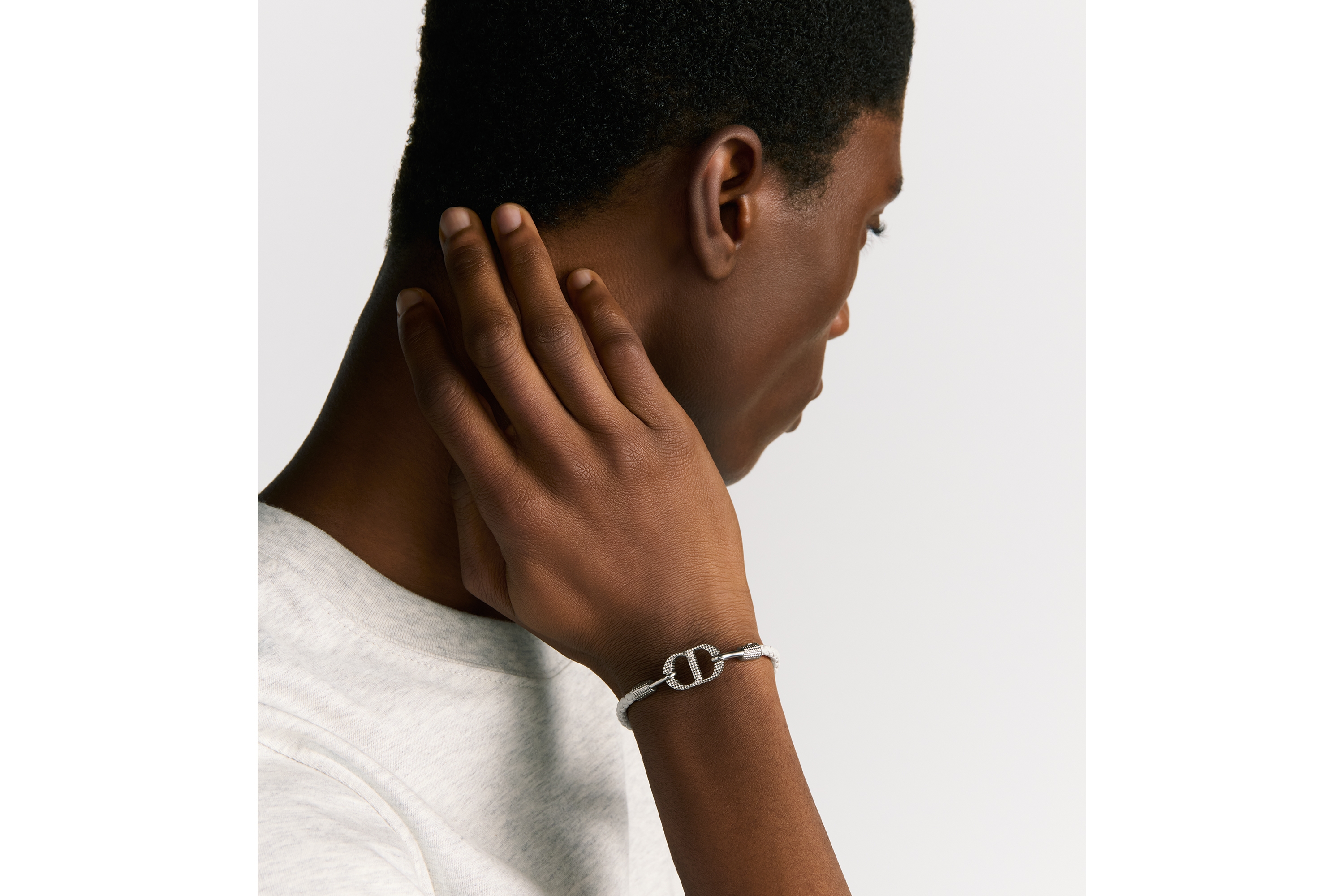 CD Icon Braided Leather Bracelet