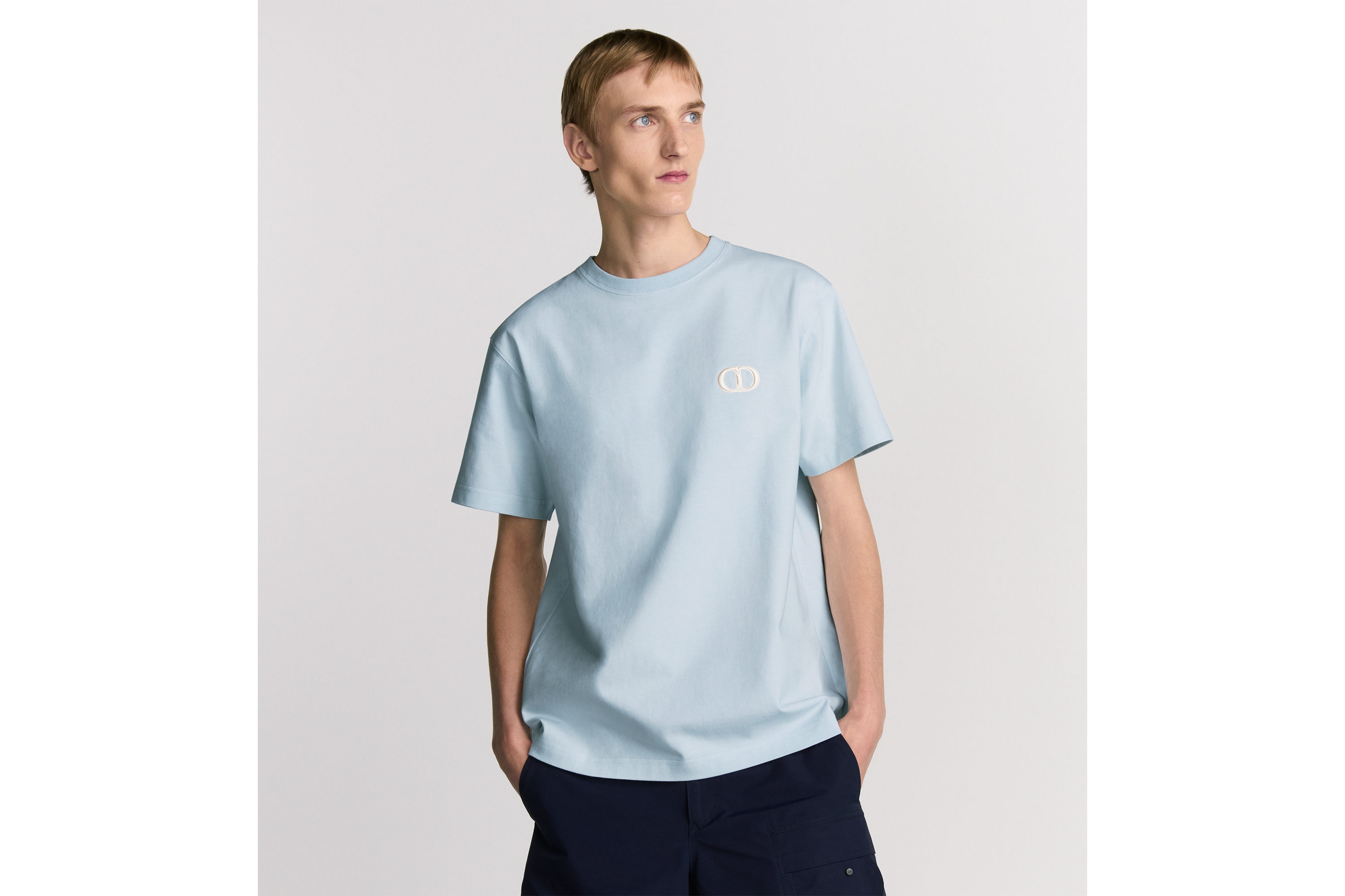 Look CD Icon T-Shirt, Relaxed Fit Blue Cotton Jersey E07