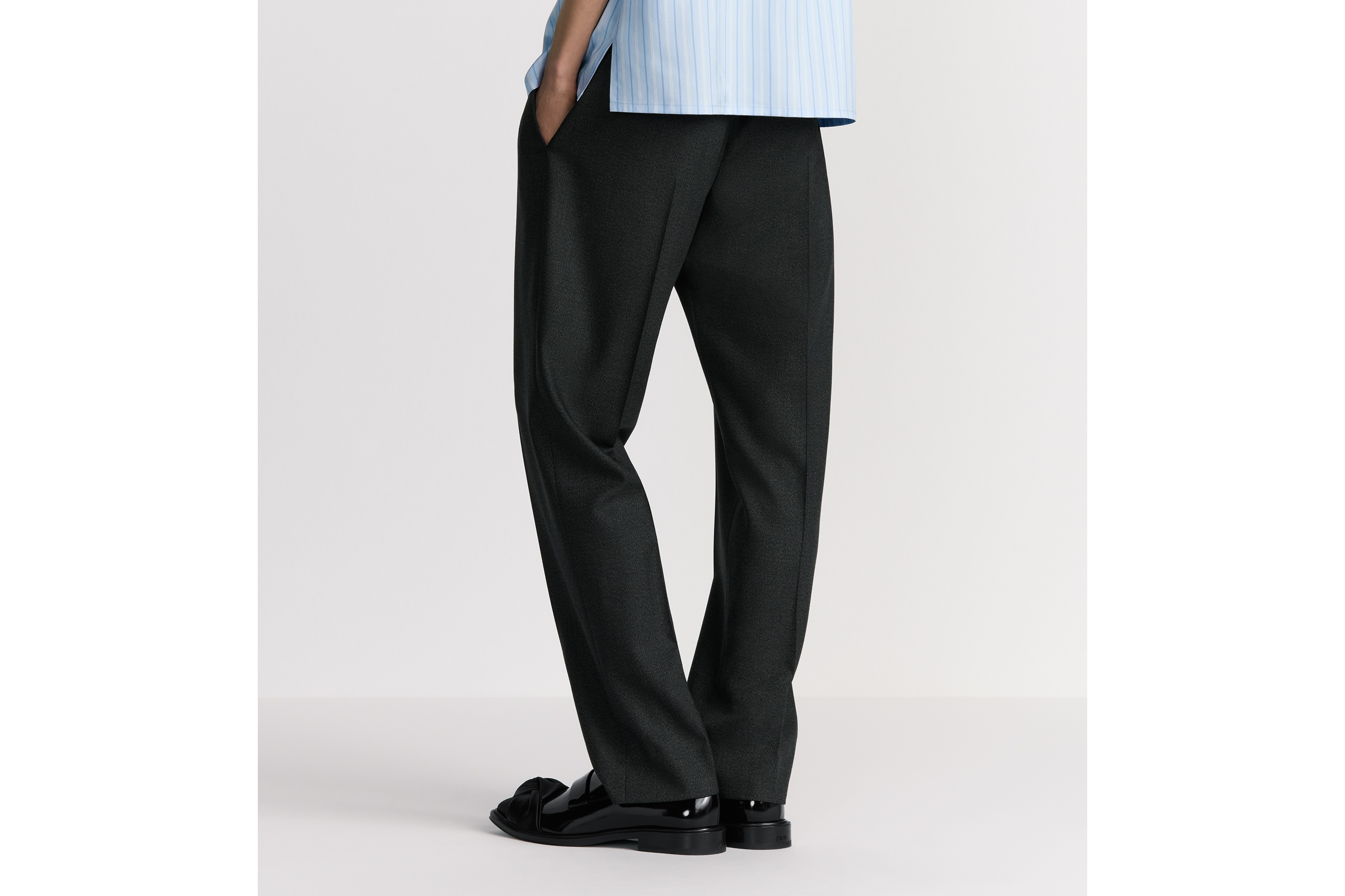 Look Tailored Track Pants with Christian Dior Couture Tag Anthracite Gray Virgin Wool E15