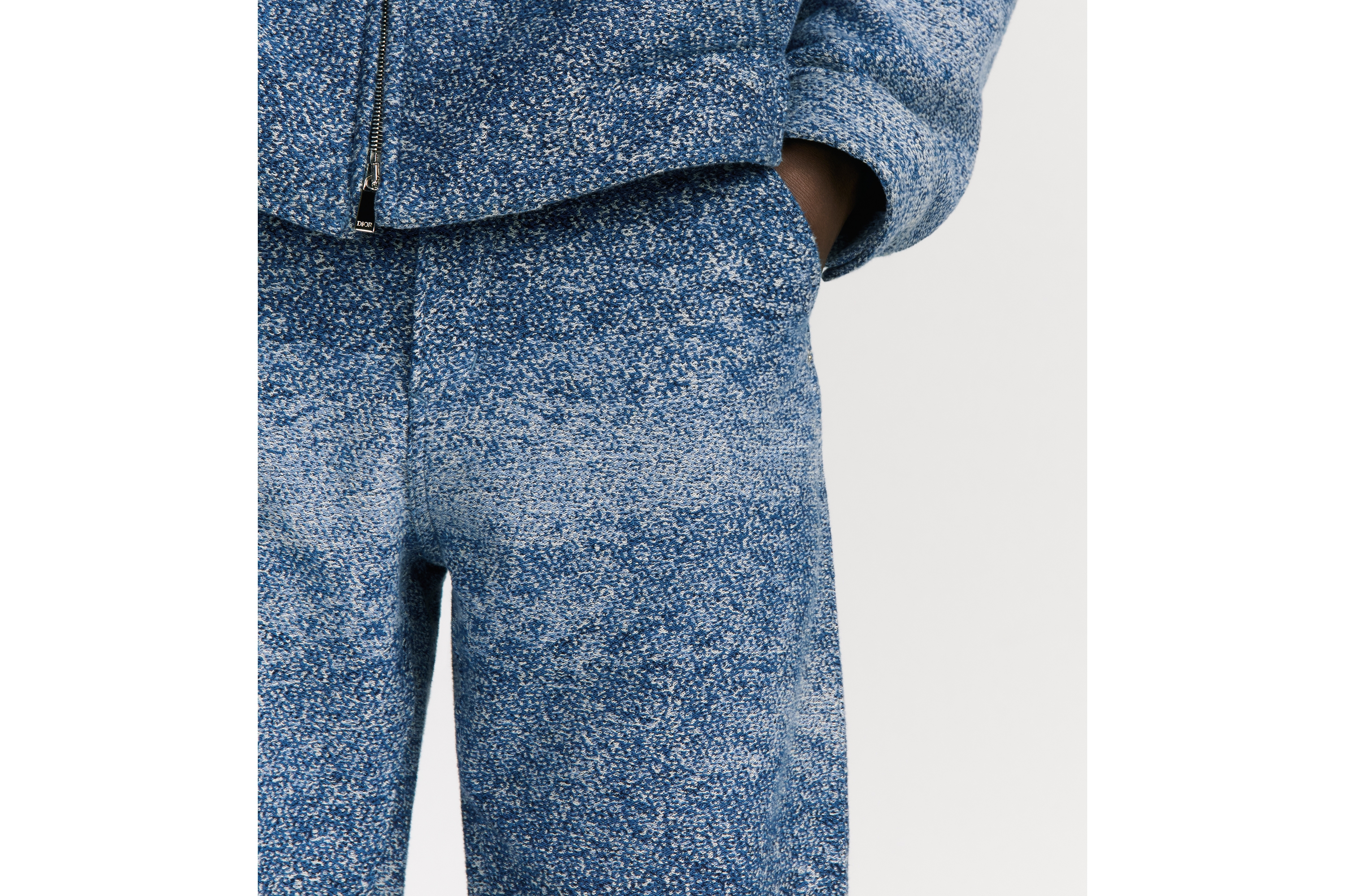 Jeans stile carpentiere con etichetta Christian Dior Paris Jacquard di cotone blu E16