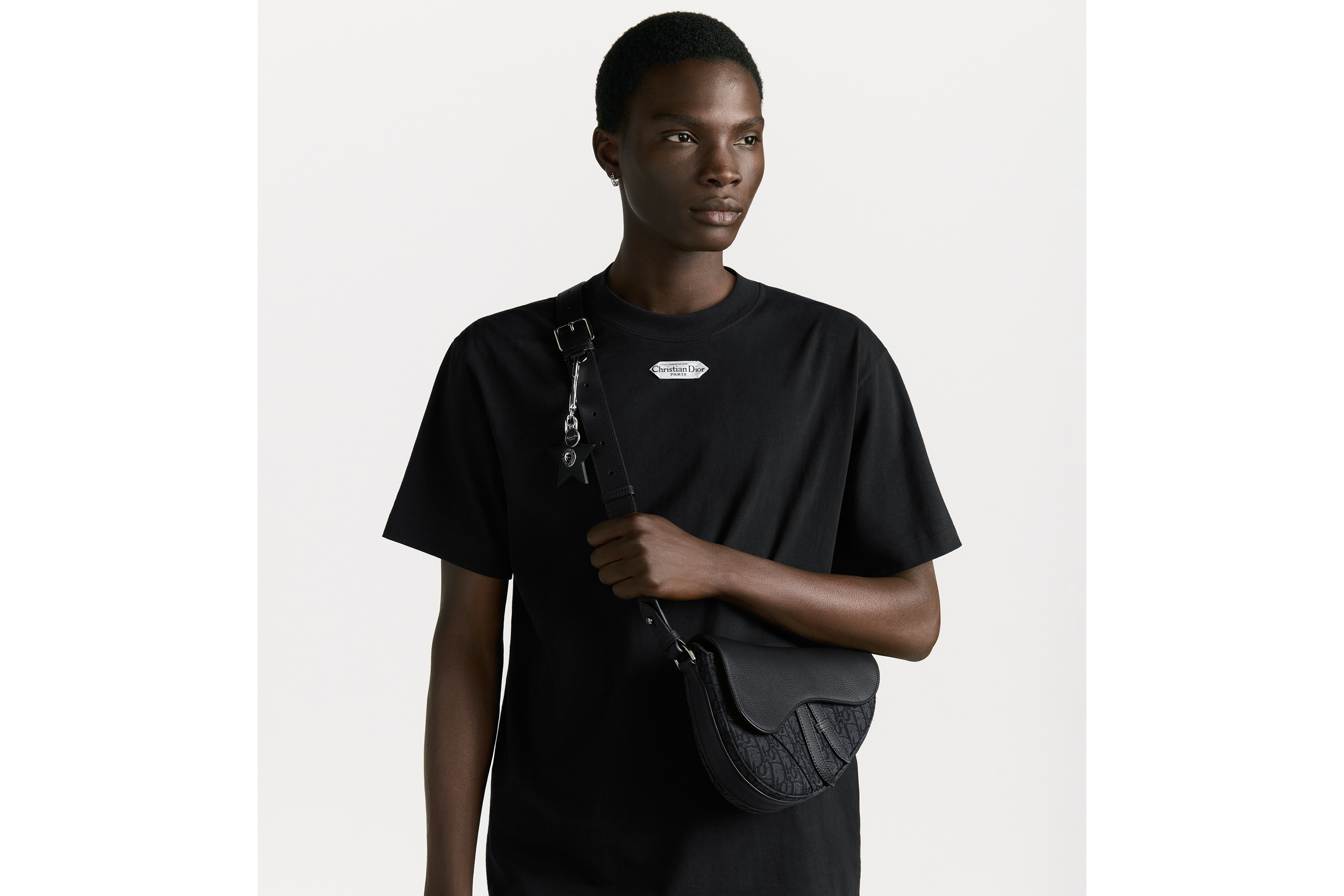 Look Saddle Bag Black Dior Oblique Jacquard and Black Grained Calfskin E19