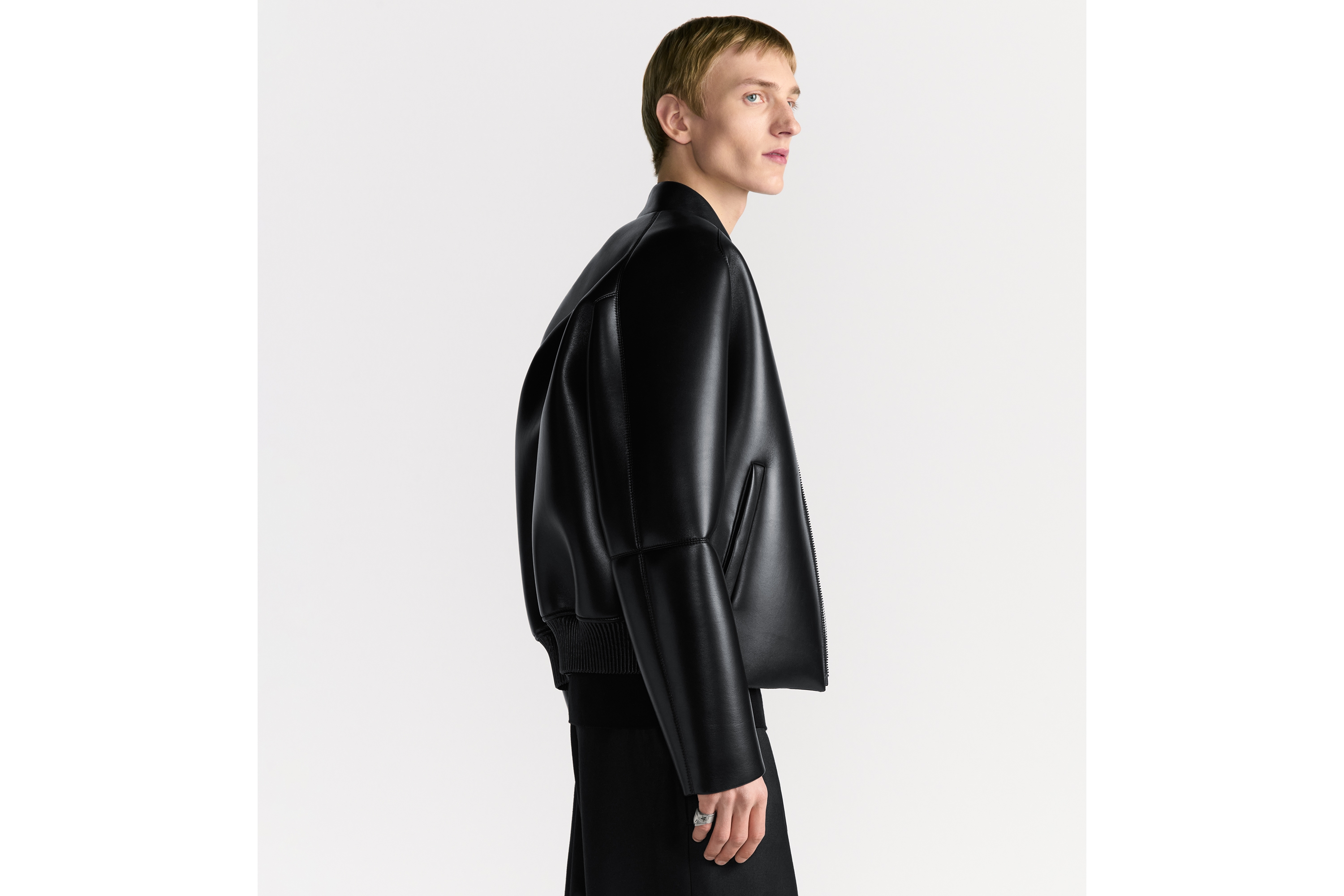 Look Boxy Blouson Jacket Black Lambskin E01