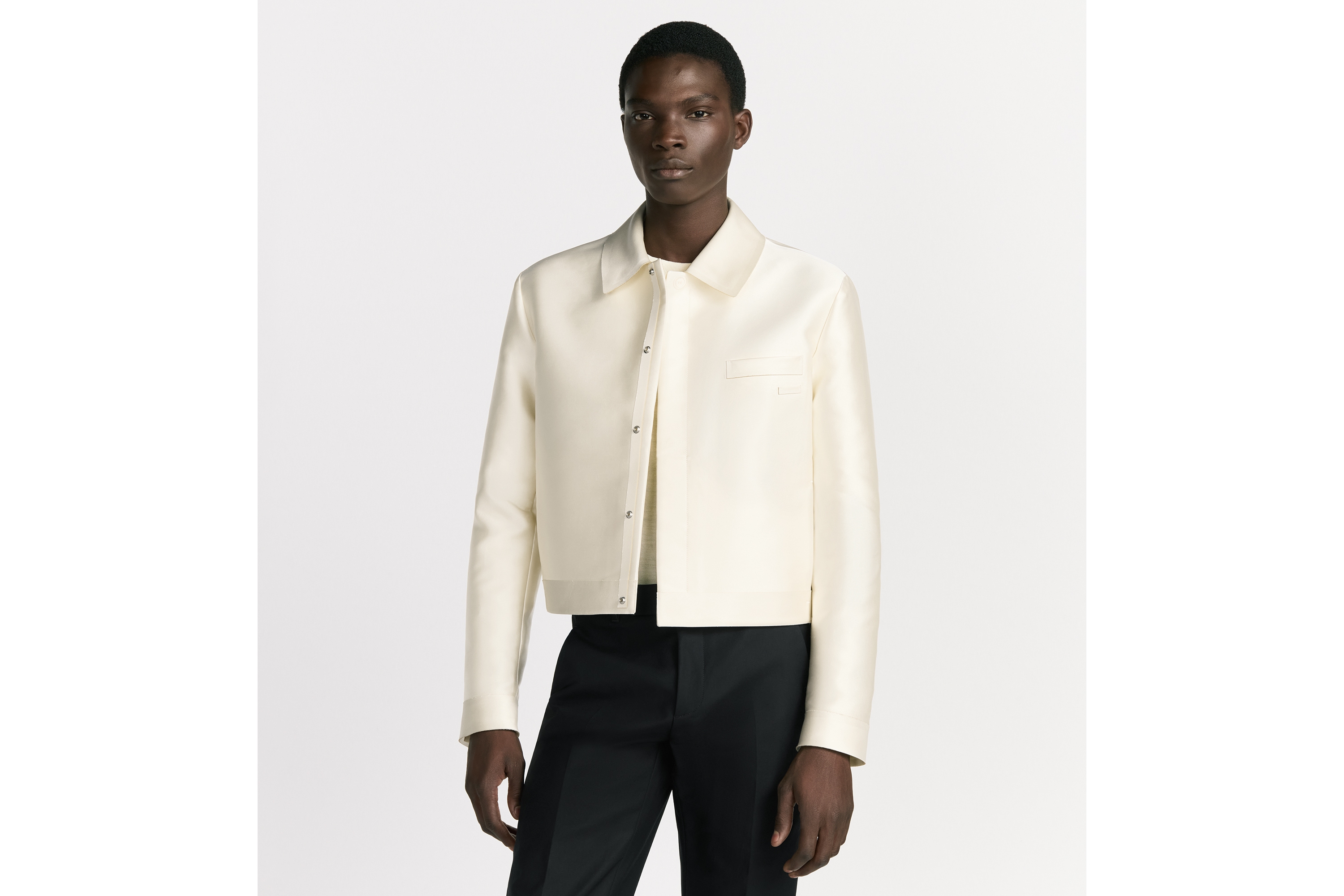 アルパカ100%◎クリスチャンディオール　ジャケットコート　ウール　L ホワイト アルパカ100%◎クリスチャンディオール ジャケットコート ウール