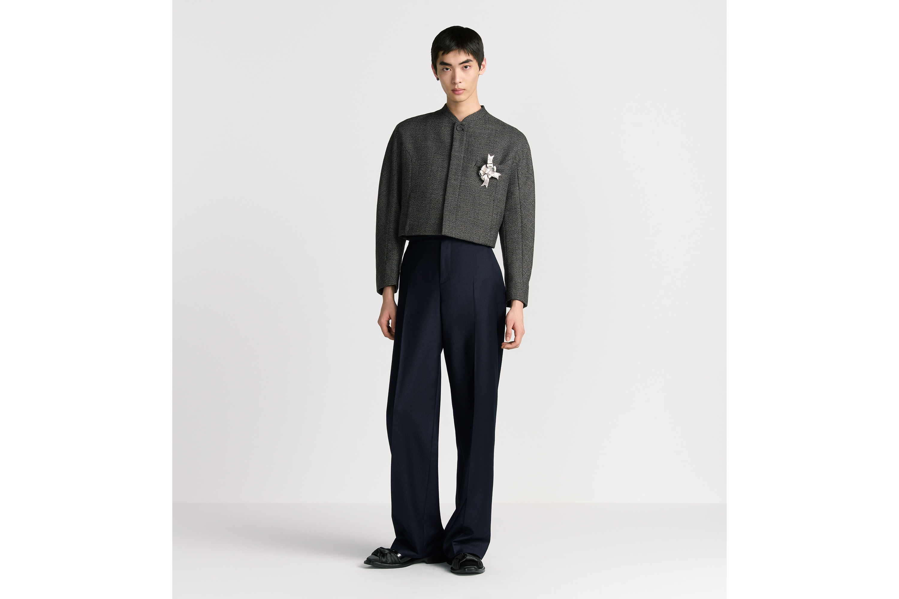 Cropped Jacket with Bomber Collar