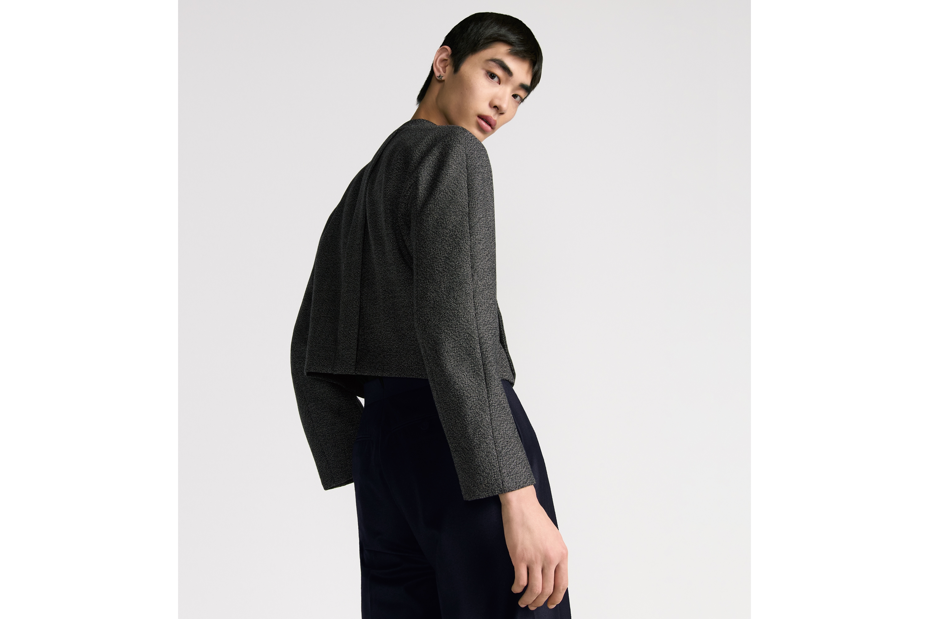 Cropped Jacket with Bomber Collar