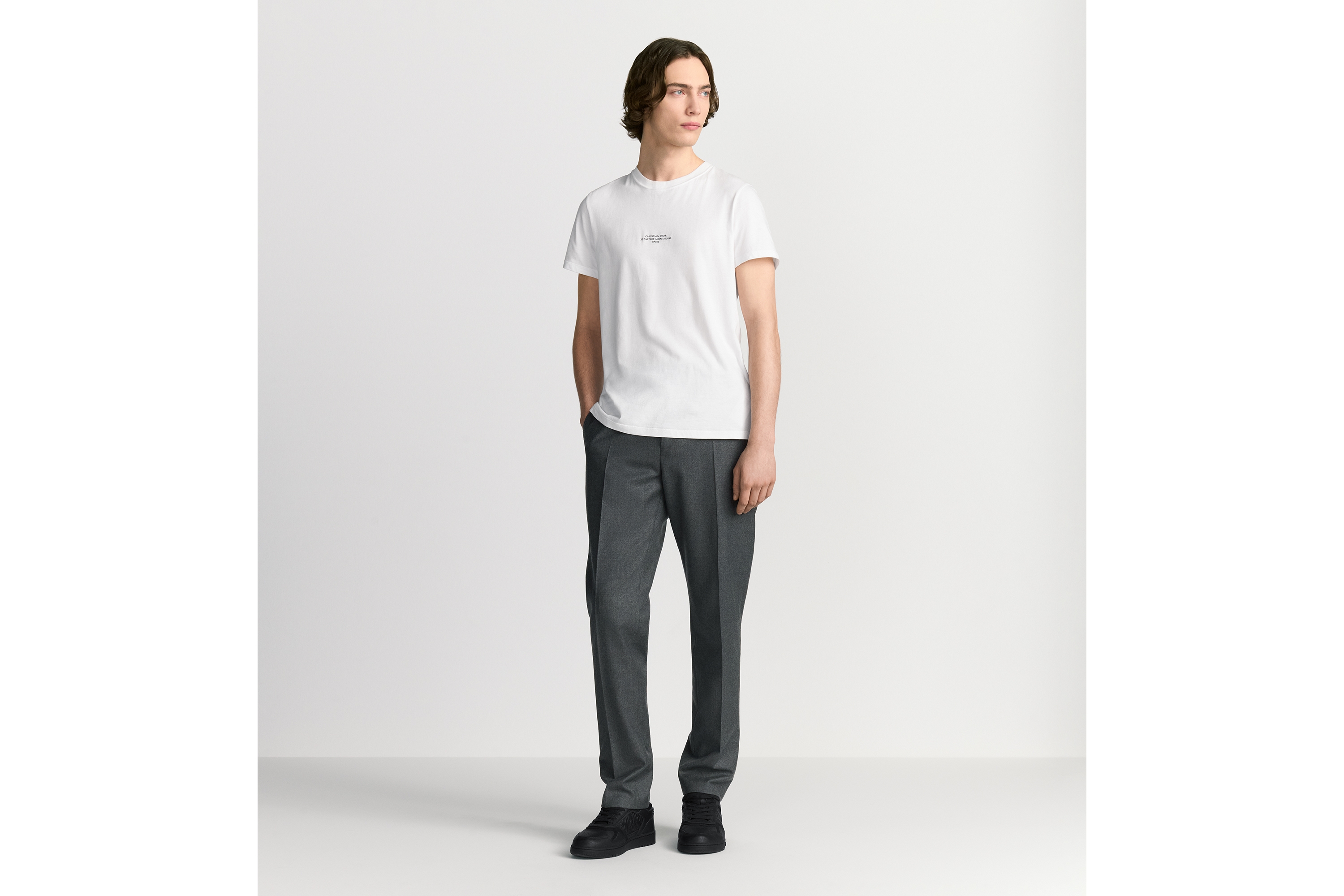 Look Dior Montaigne T-Shirt, Regular Fit White Mercerized Cotton Jersey E08