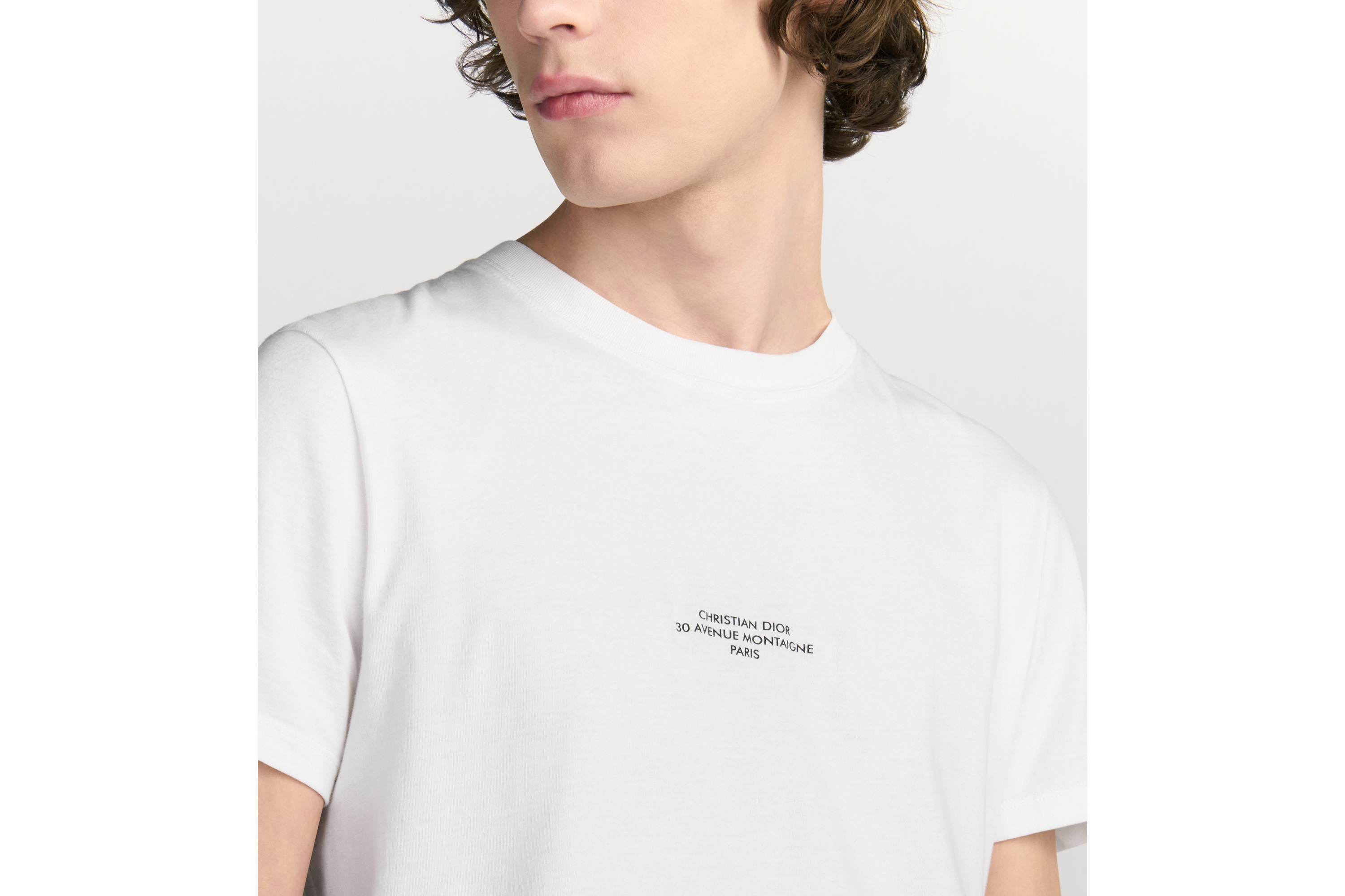 Look Dior Montaigne T-Shirt, Regular Fit White Mercerized Cotton Jersey E10